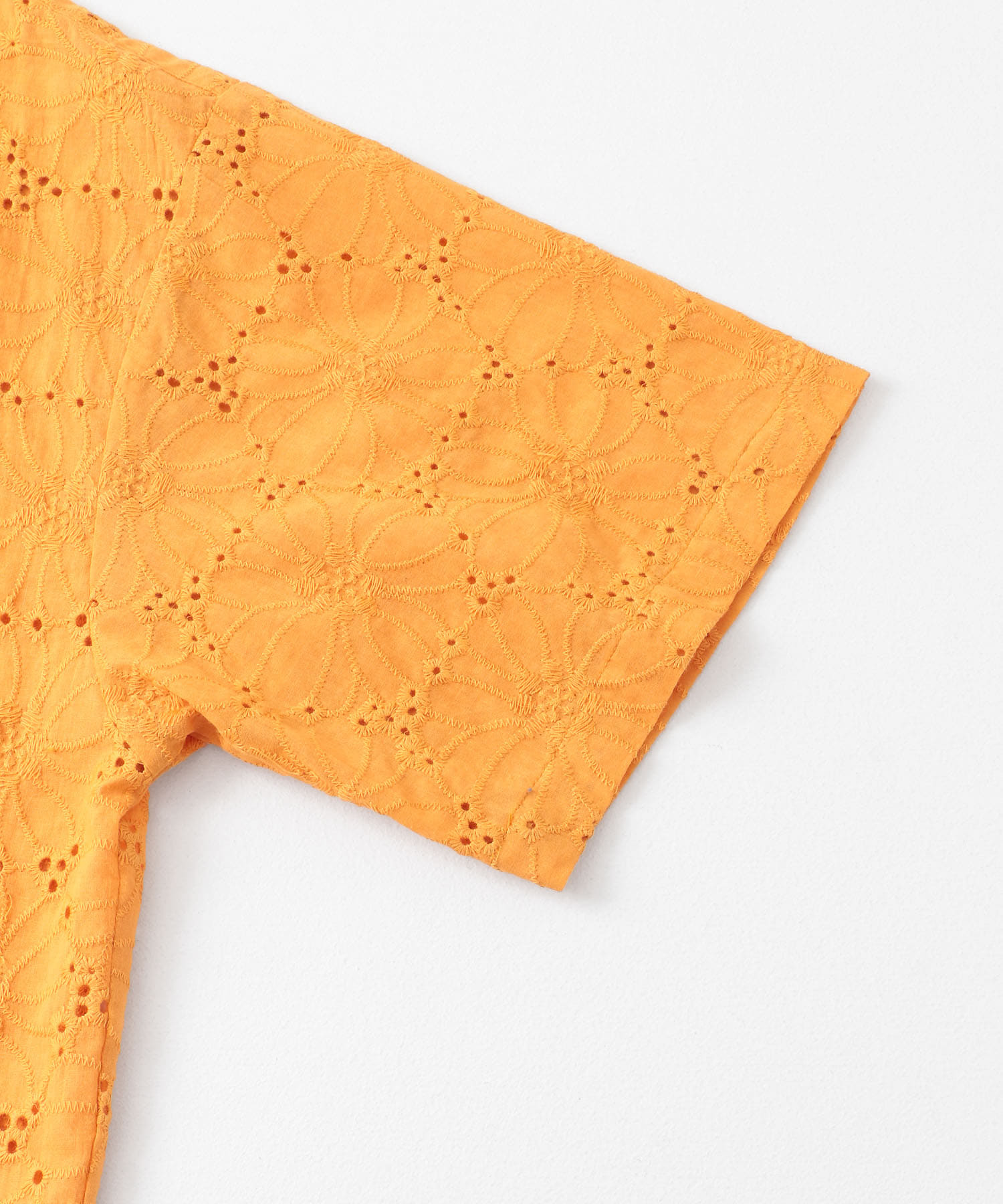 レース刺繍ショートスリーブシャツ イエロー M