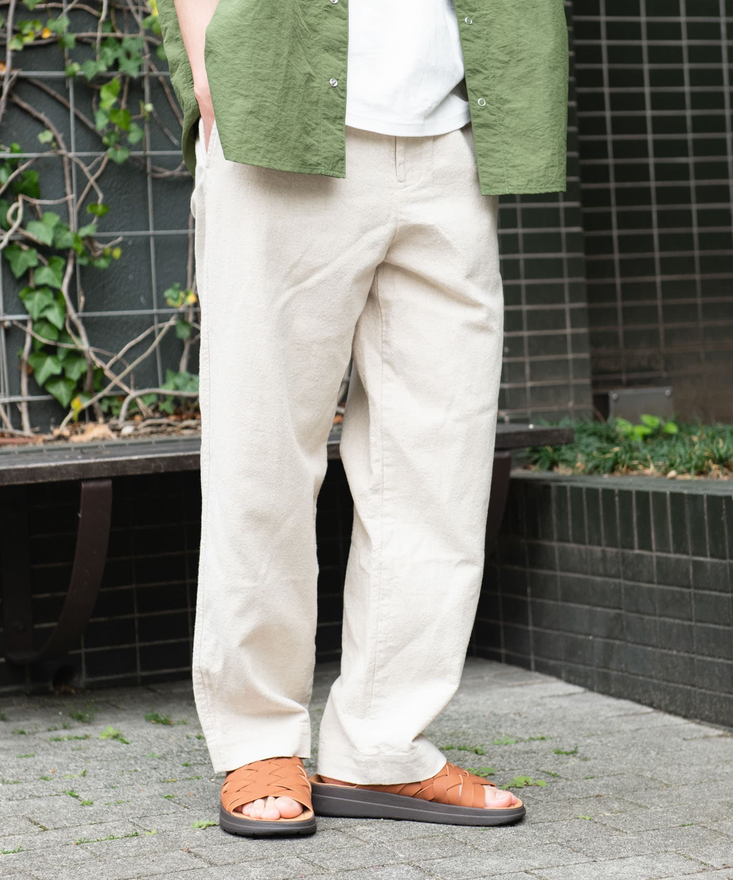コットンリネンワイドイージーパンツ
