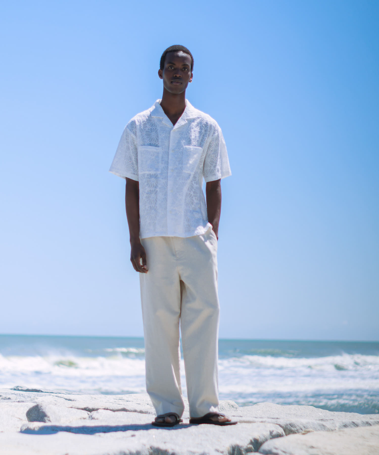 コットンリネンワイドイージーパンツ ナチュラル M