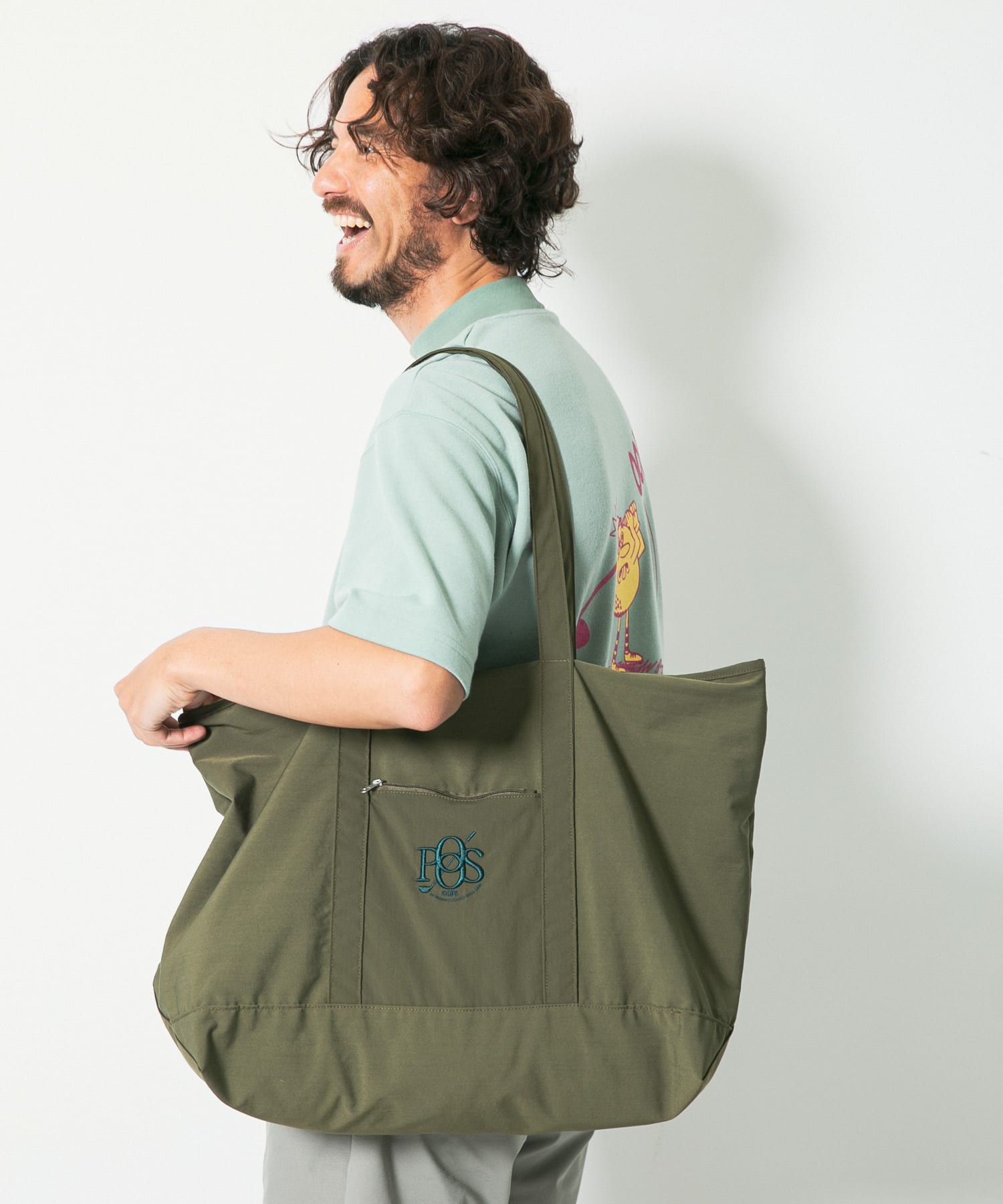 OOPS　ロゴマークトート KHAKI one