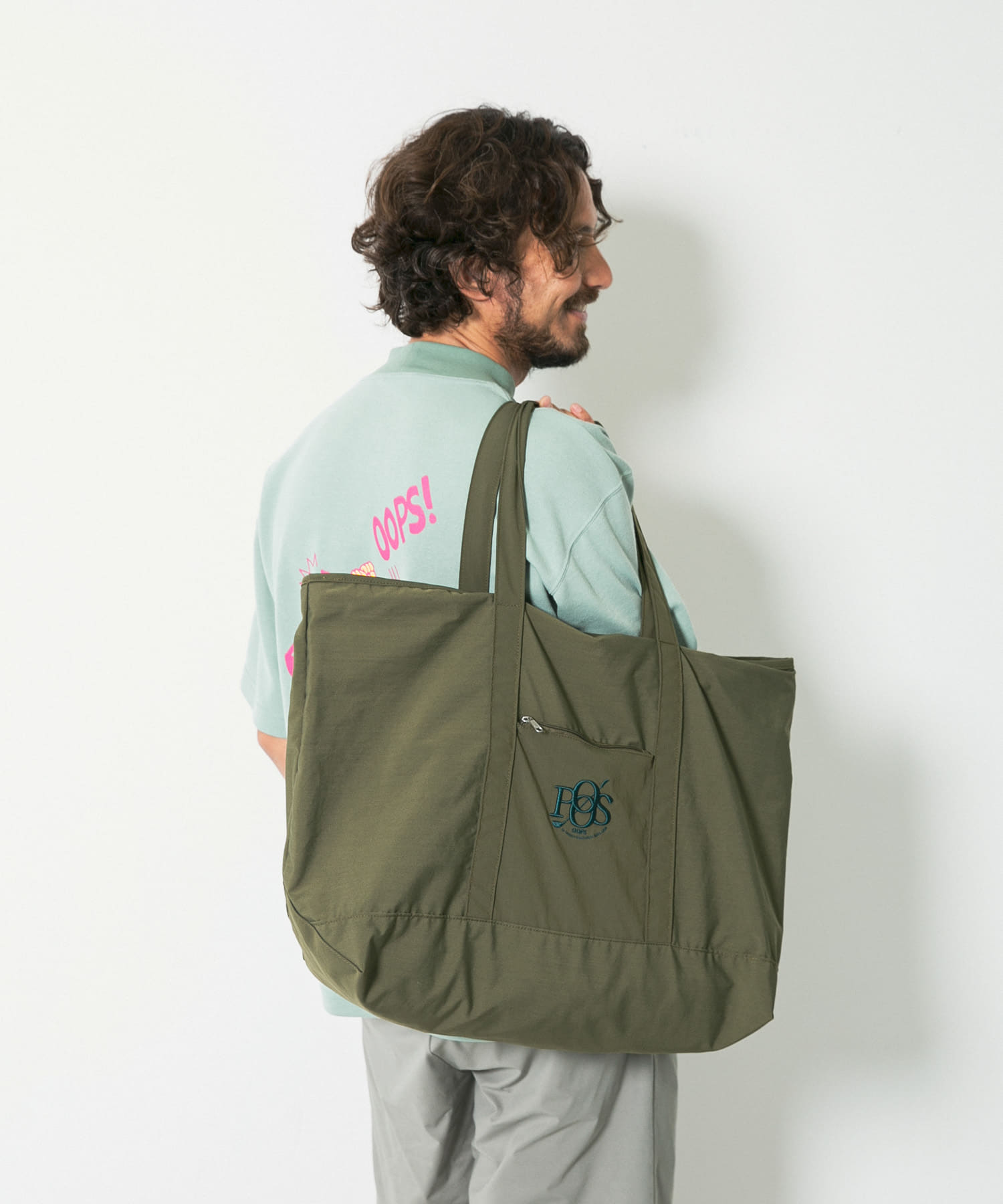 OOPS　ロゴマークトート KHAKI one