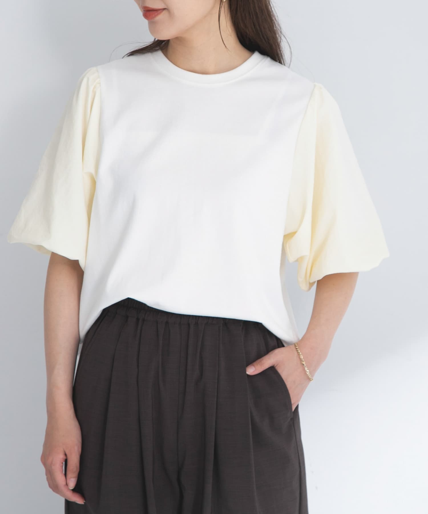 『WEB/一部店舗限定』異素材バルーンスリーブプルオーバー