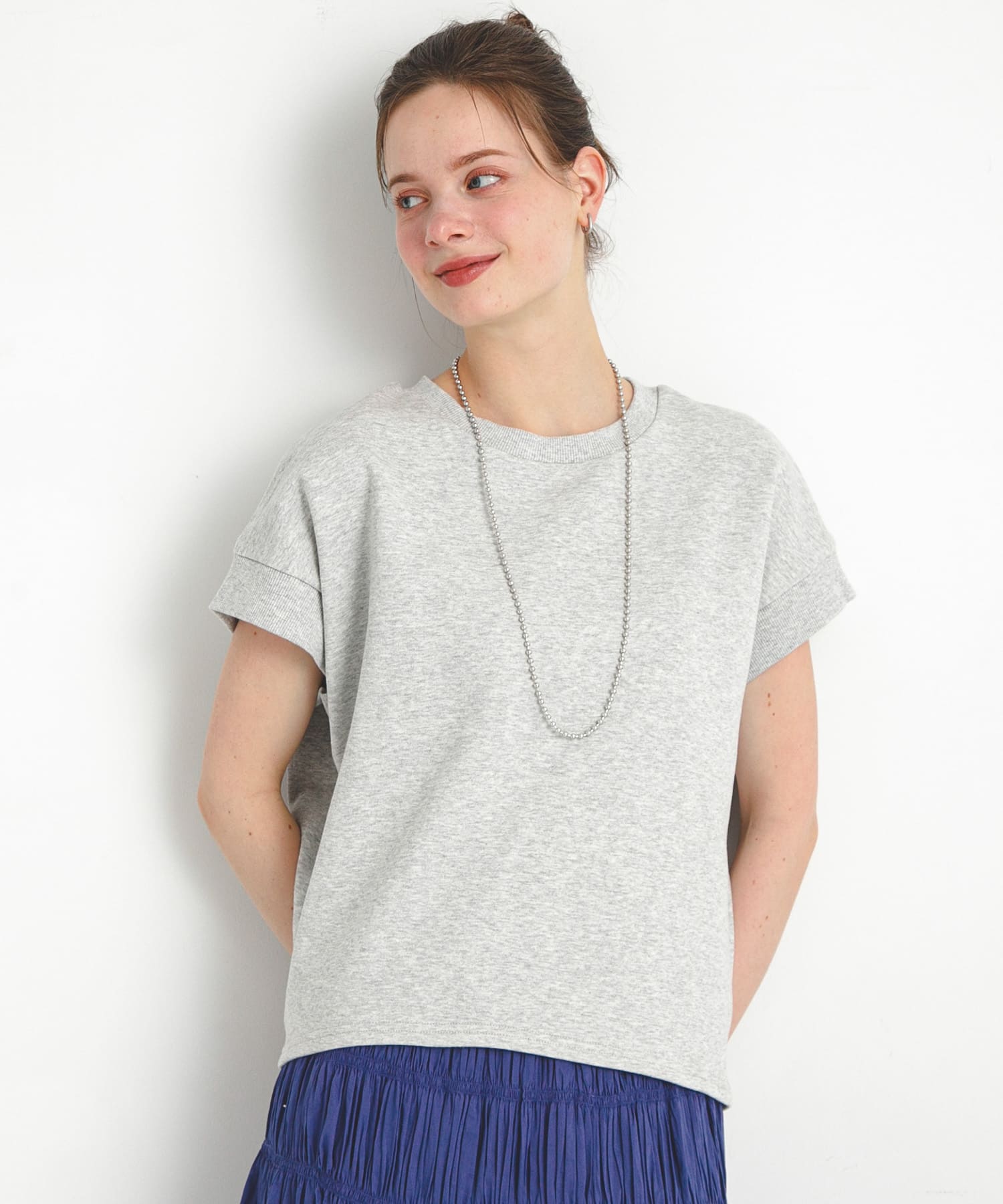 裏毛スウェットフレンチスリーブプルオーバー