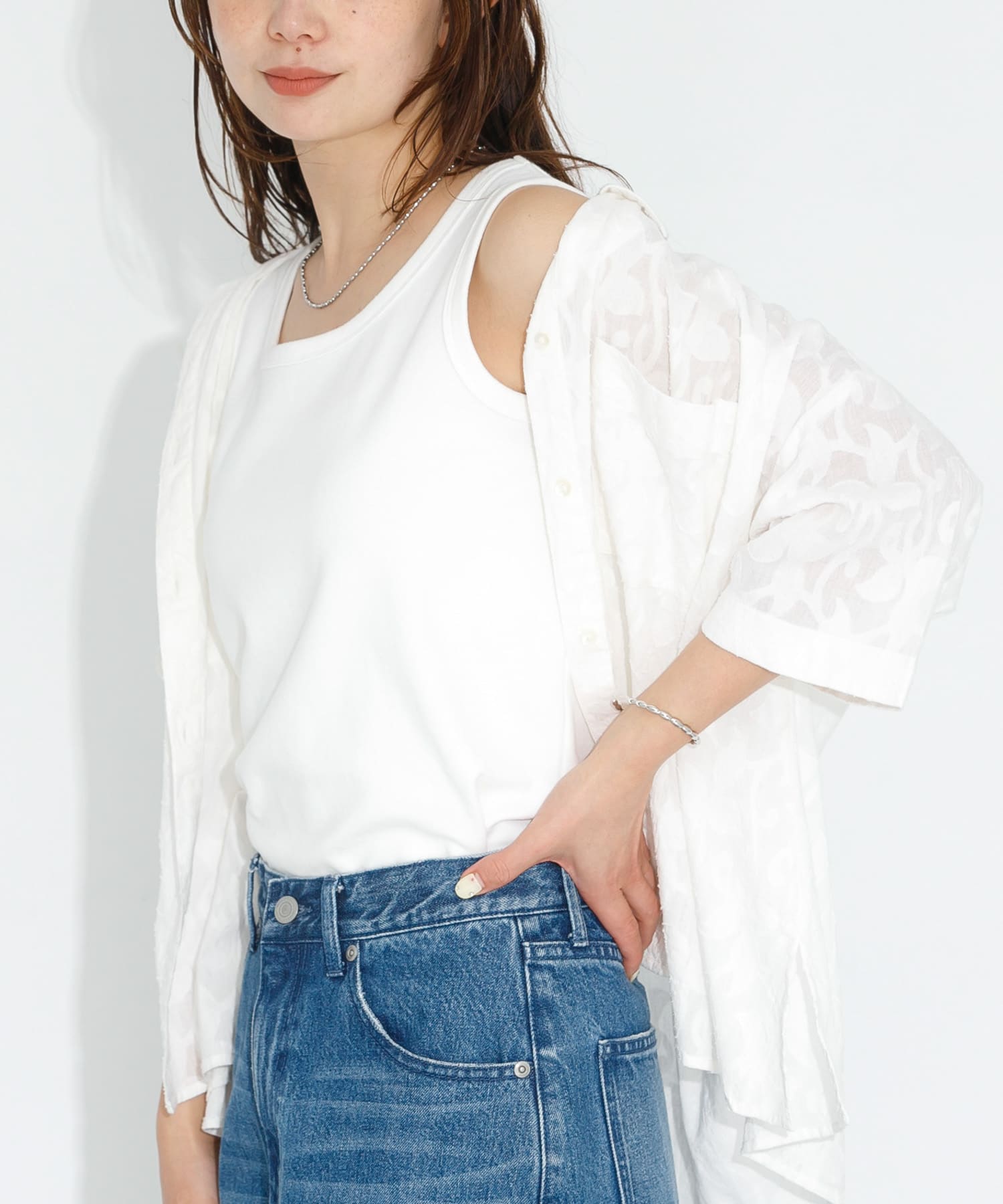 フライス/ジャガードタンクトップ