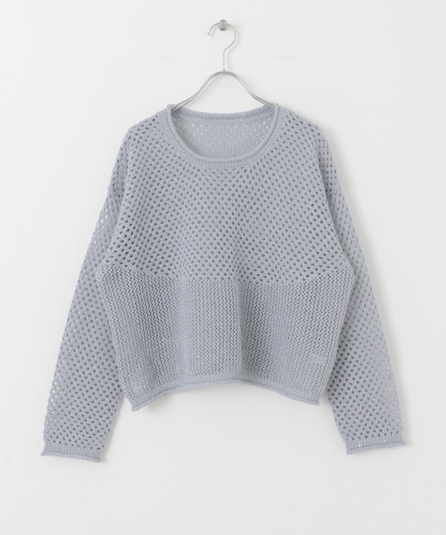 【極美品】モラビトブラン メッシュニット スパーンコール ラメ入り M スパンコール＆ラメメッシュニット