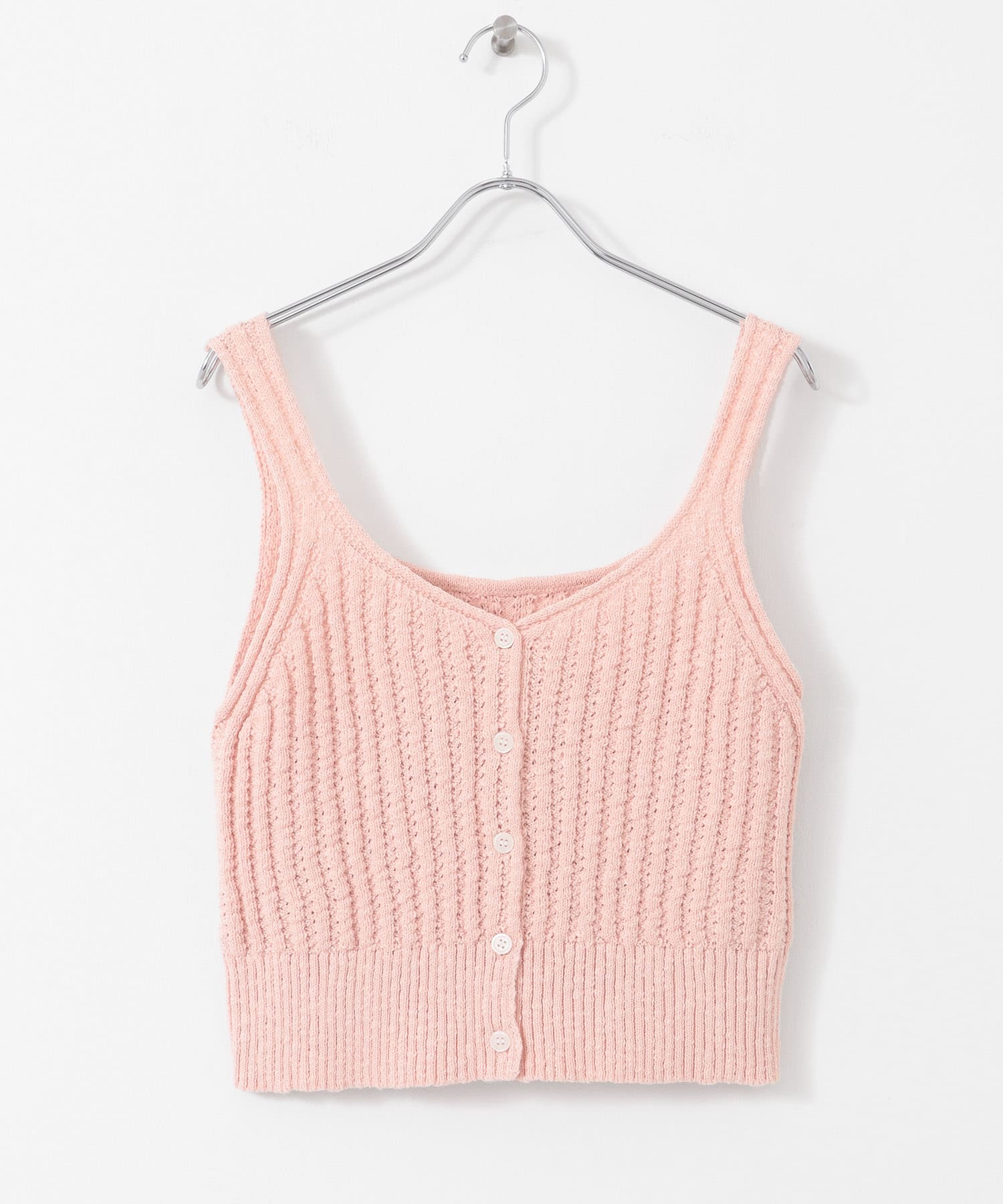 2WAY透かし編みニットビスチェ ピンク FREE