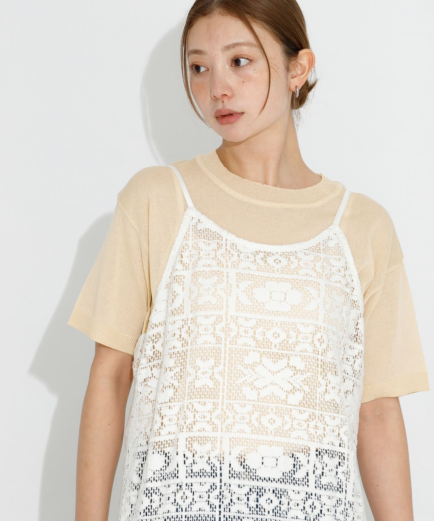 シアーラメニットTシャツ