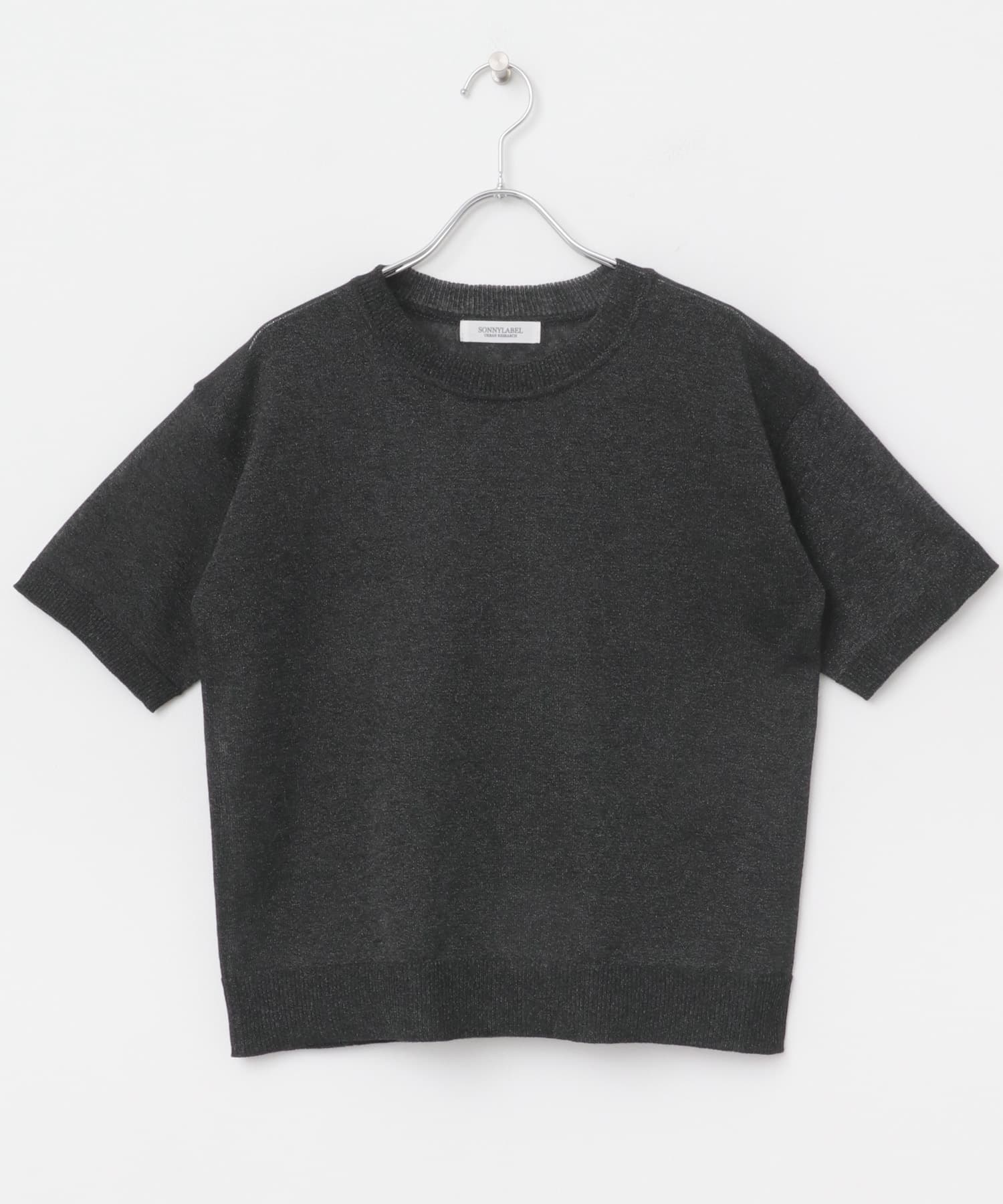 シアーラメニットTシャツ ブラック FREE