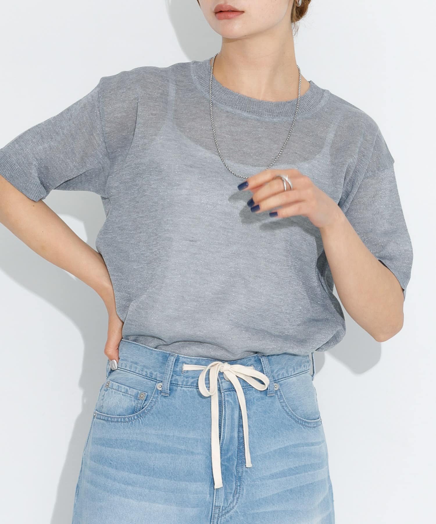 シアーラメニットTシャツ