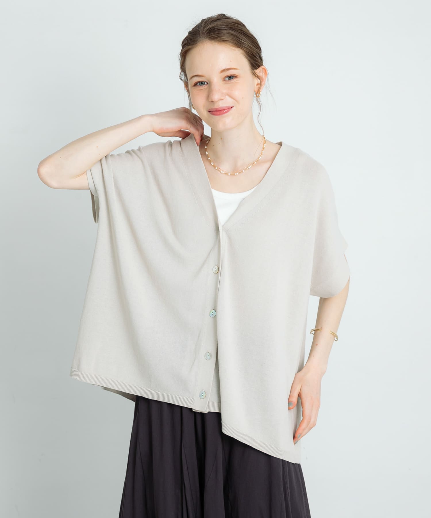 『接触冷感』クールミストフレンチニットカーディガン