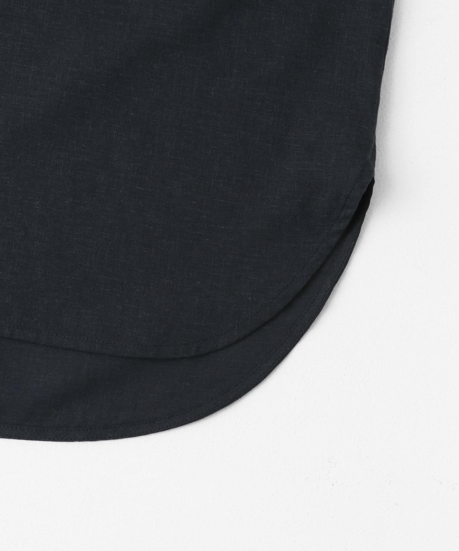 リネン混クルーネックブラウスTシャツ チャコール FREE