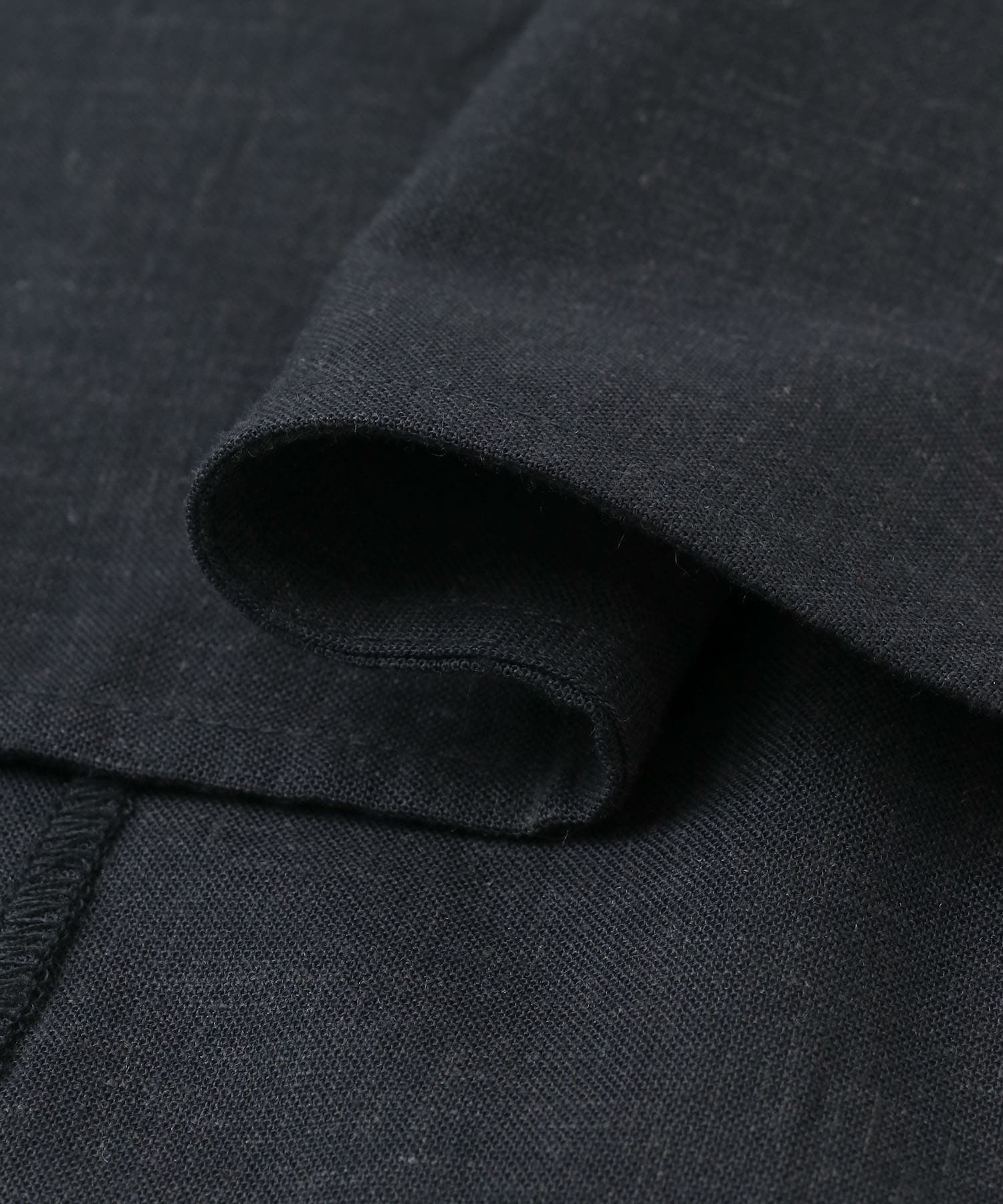 リネン混クルーネックブラウスTシャツ チャコール FREE