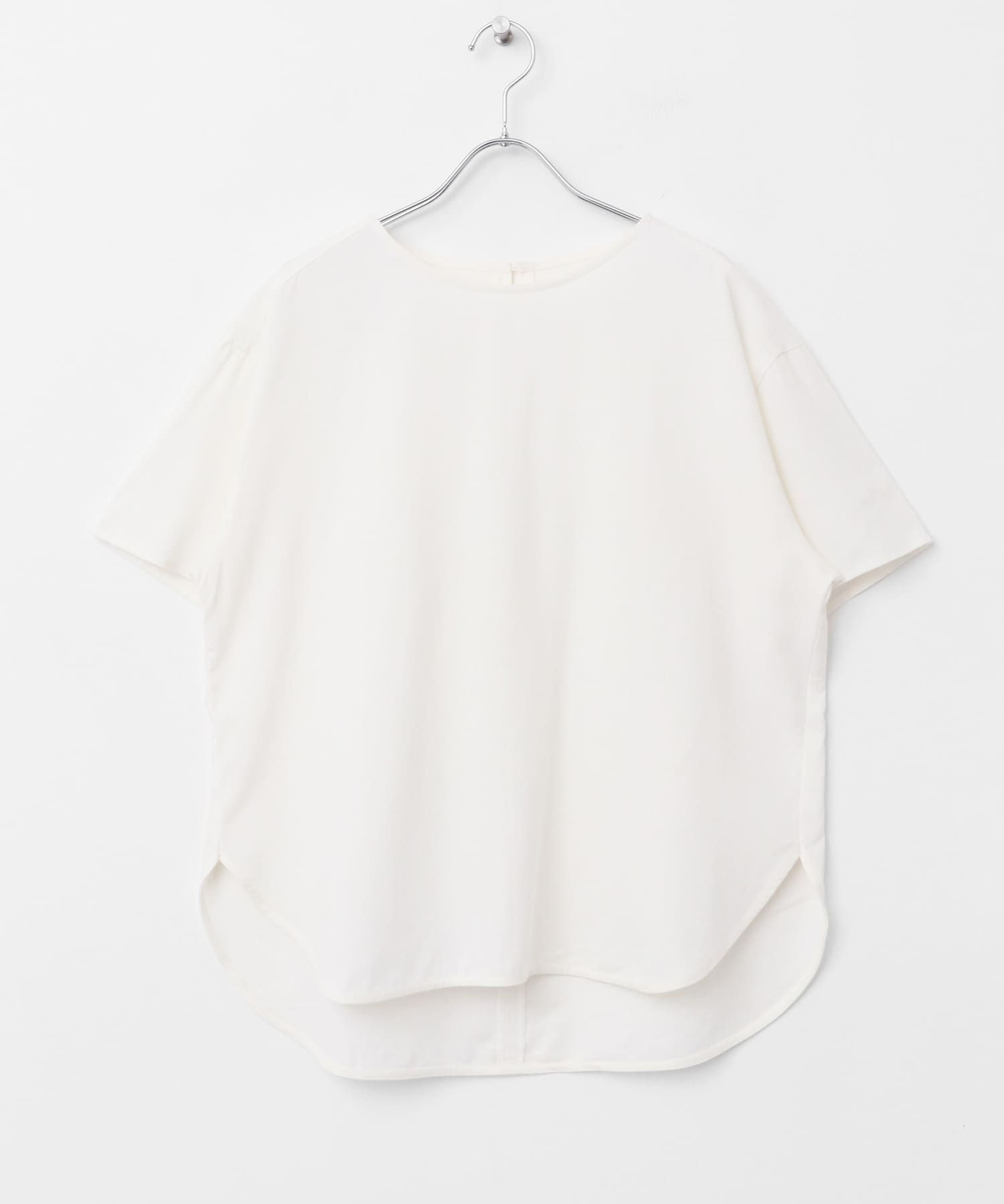 リネン混クルーネックブラウスTシャツ オフ FREE