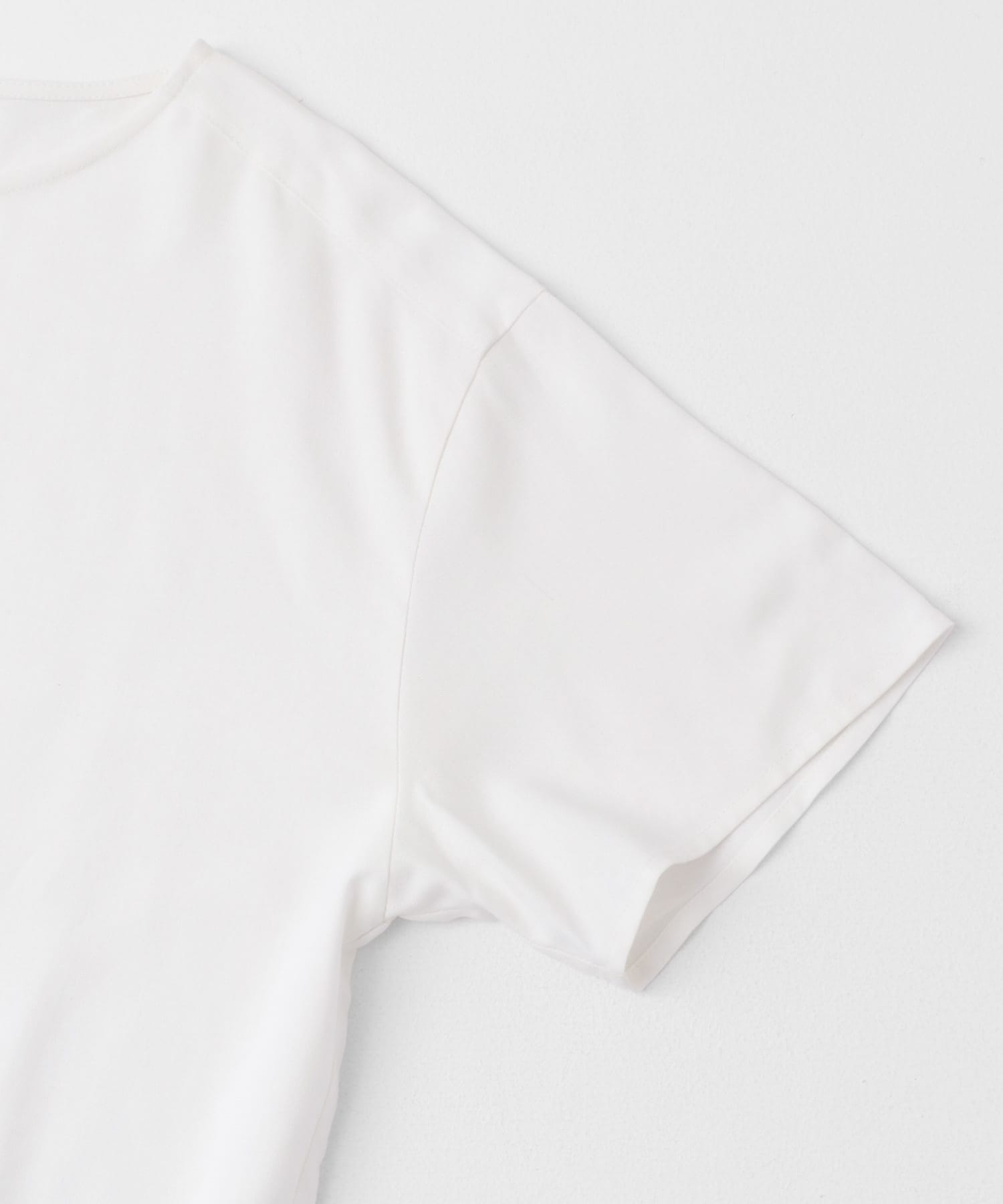 リネン混クルーネックブラウスTシャツ オフ FREE