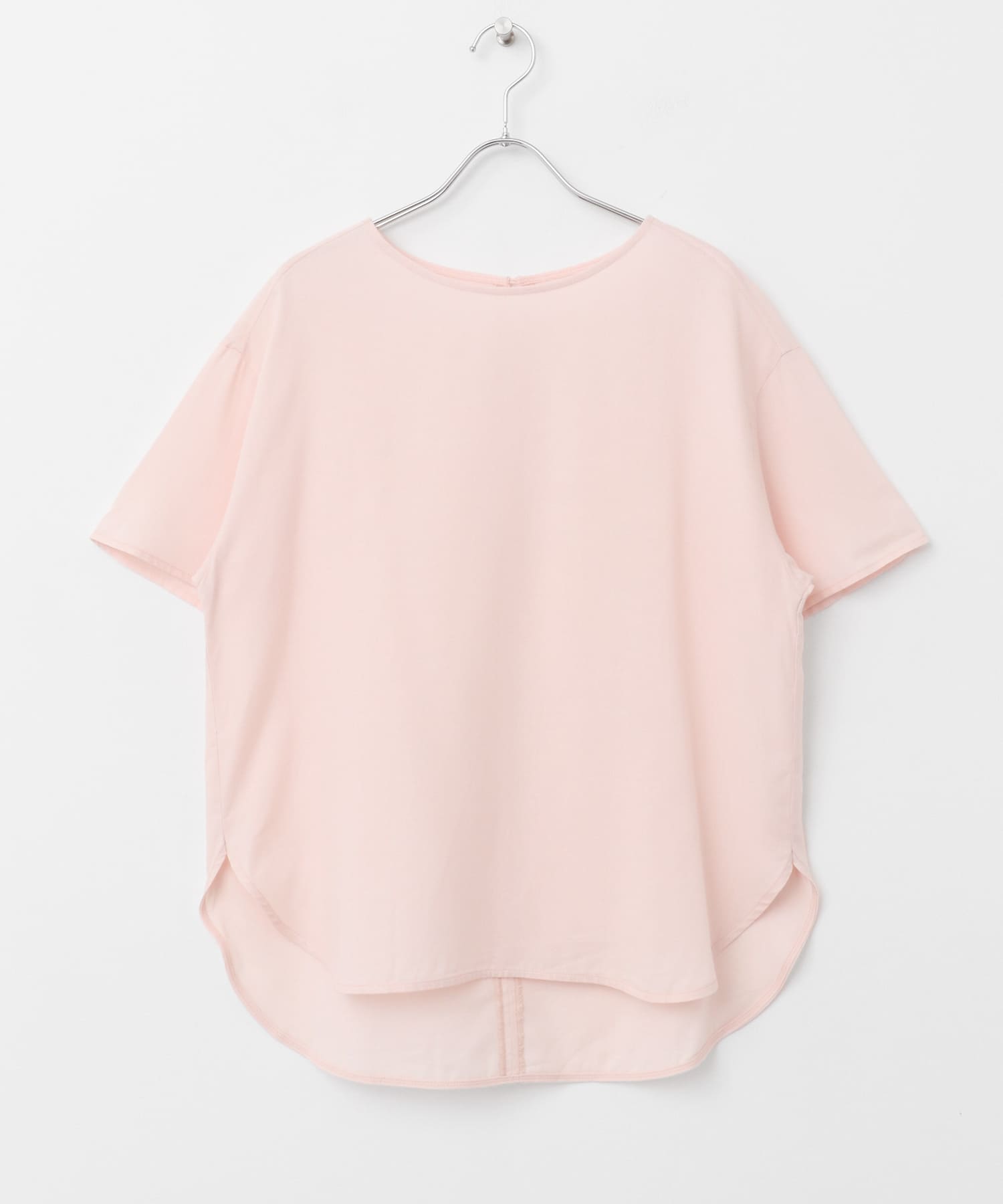 リネン混クルーネックブラウスTシャツ ピンク FREE