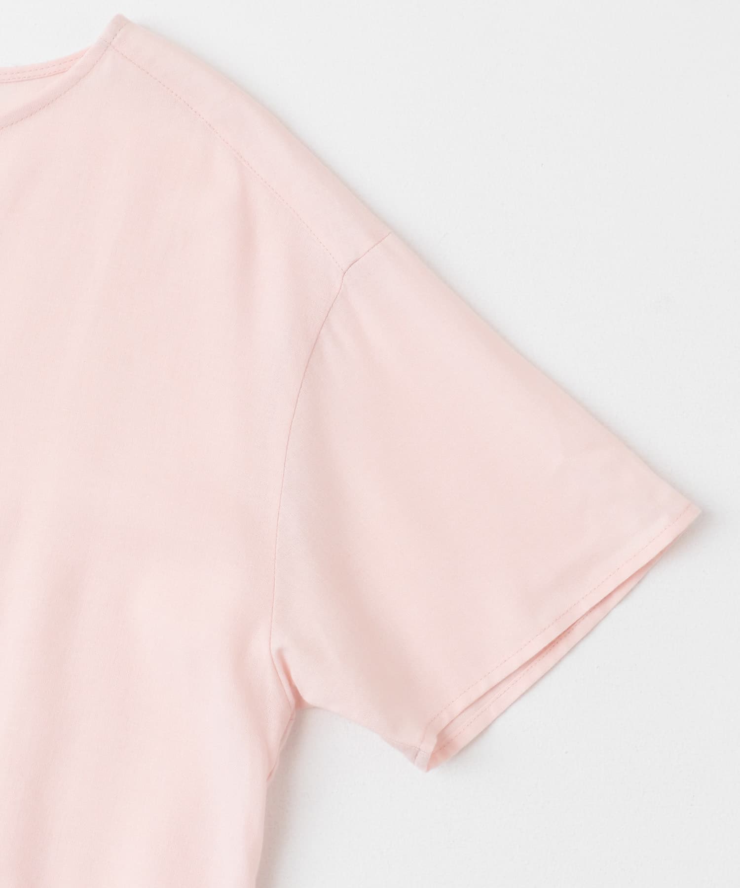 リネン混クルーネックブラウスTシャツ ピンク FREE