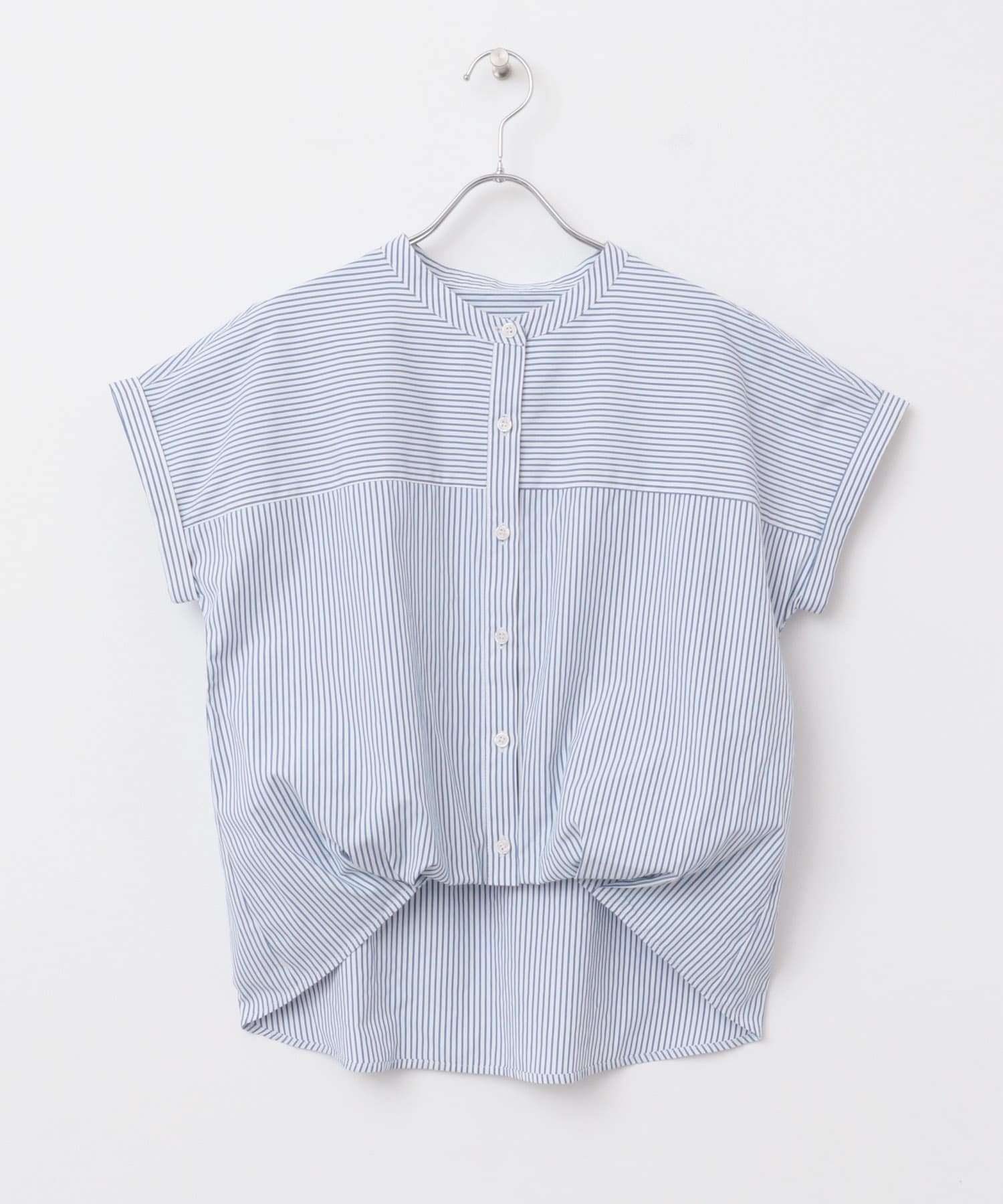『WEB限定』フロントタックフレンチスリーブシャツ WHT×BLU FREE