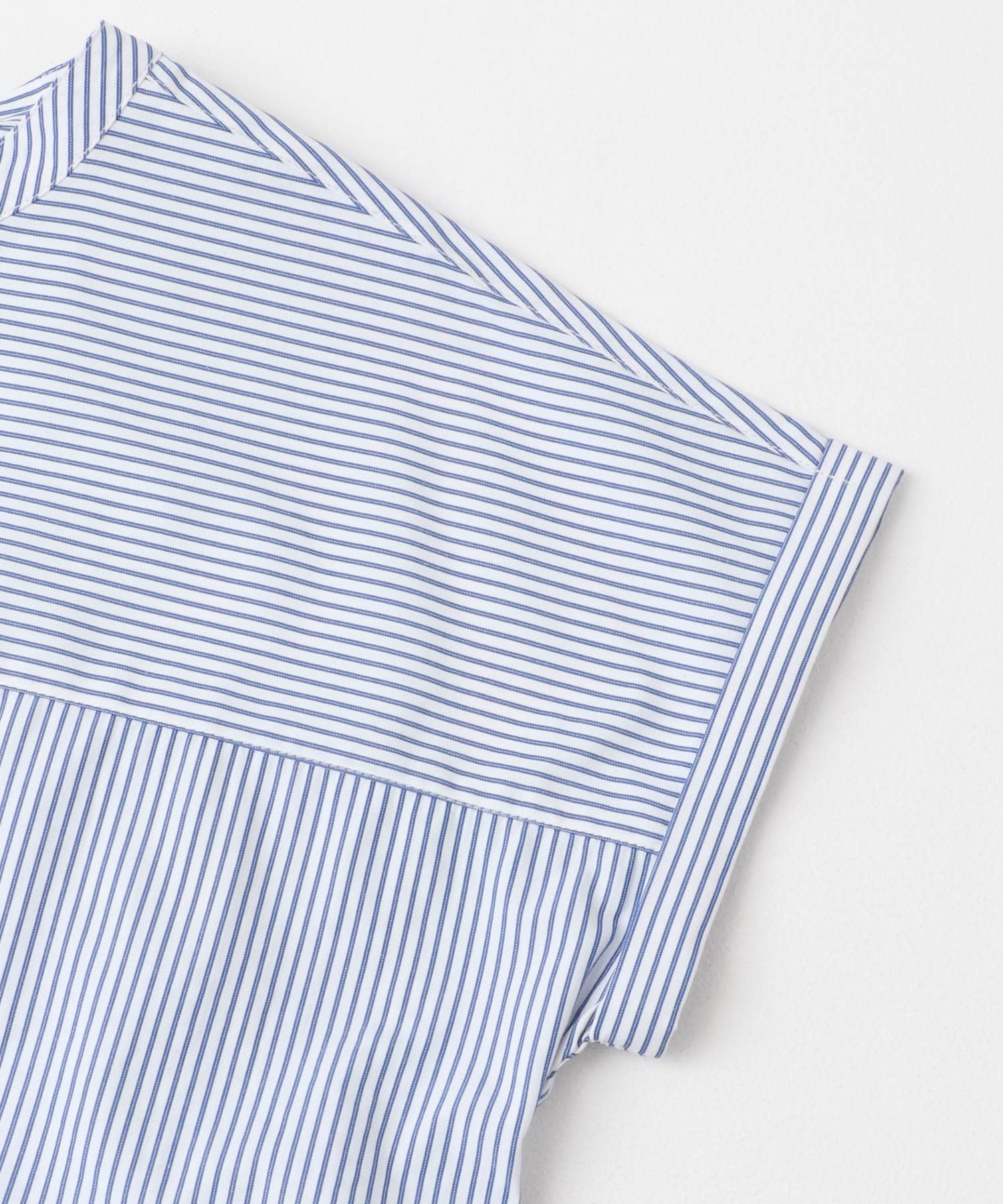 『WEB限定』フロントタックフレンチスリーブシャツ WHT×BLU FREE