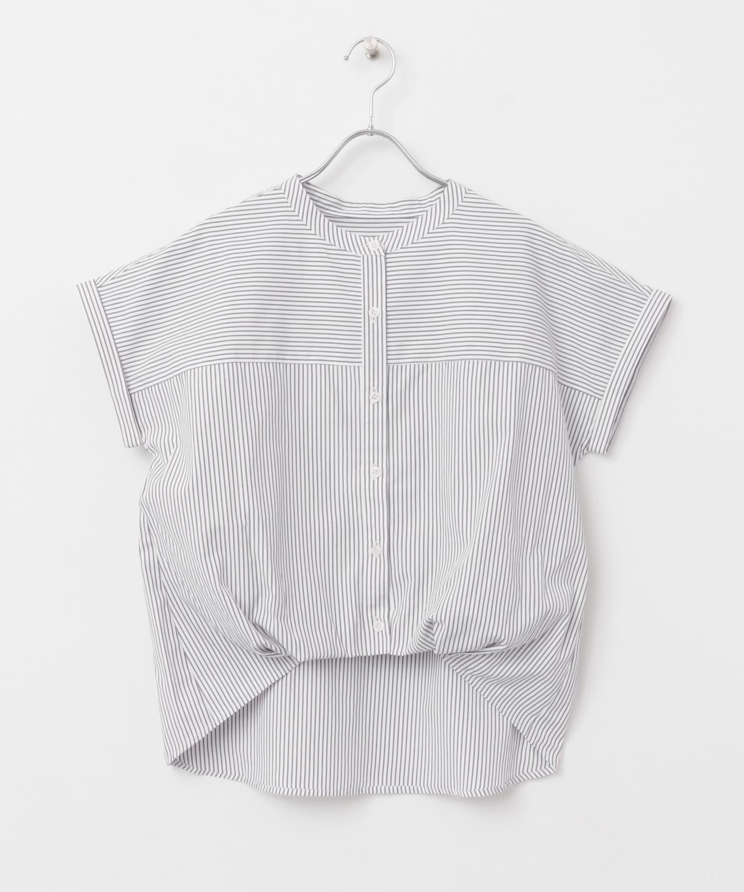 『WEB限定』フロントタックフレンチスリーブシャツ WHT×BLK FREE