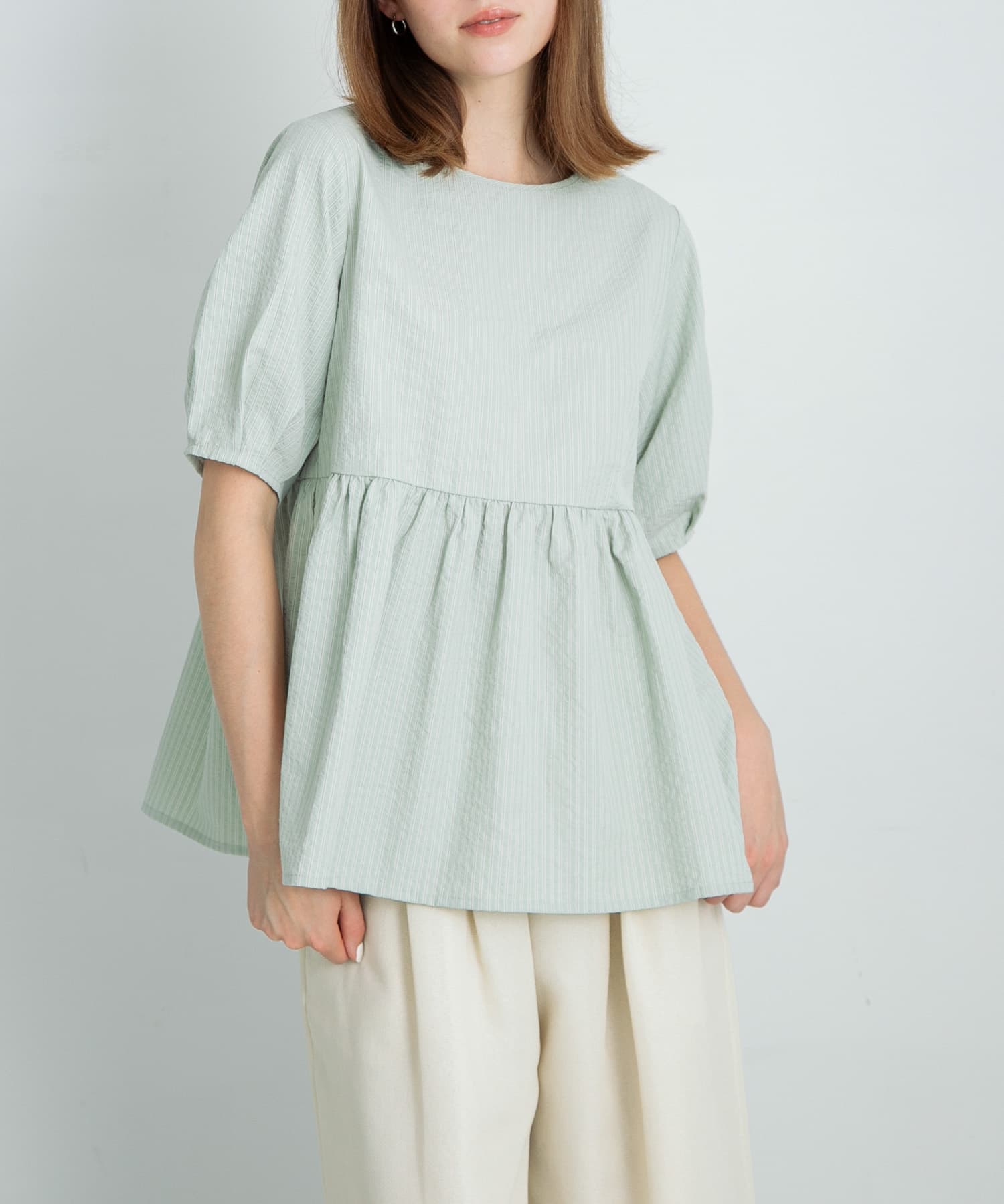 ストライプサッカーブラウス