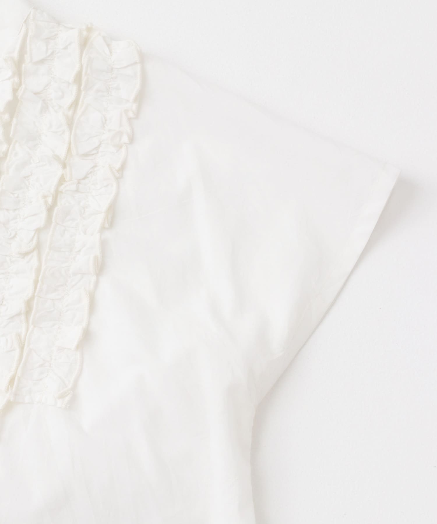 エアリーコットンフリルフレンチシャツブラウス オフ FREE