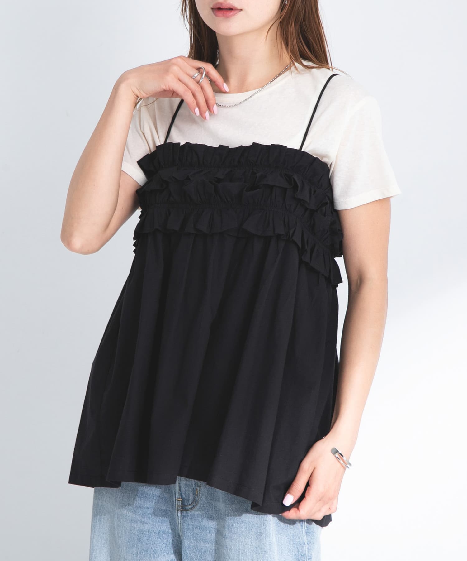 コットンフリルキャミソール