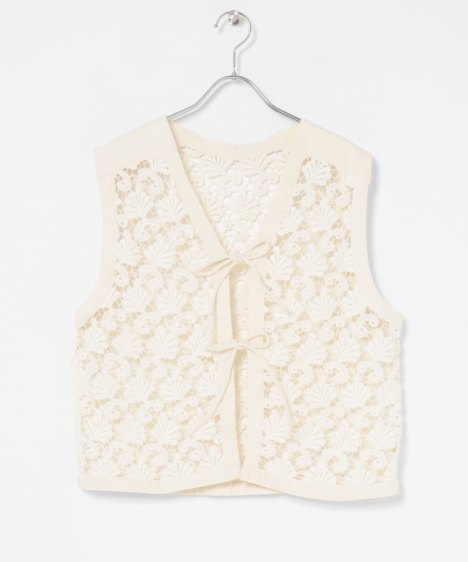 ボタニカルモチーフレースベスト オフ FREE