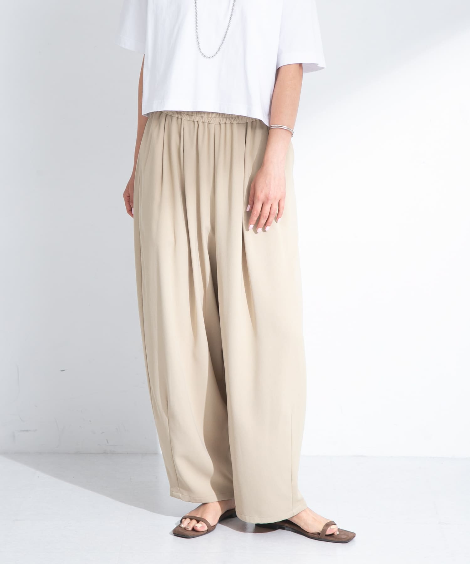 ダブルタックワイドイージーパンツ