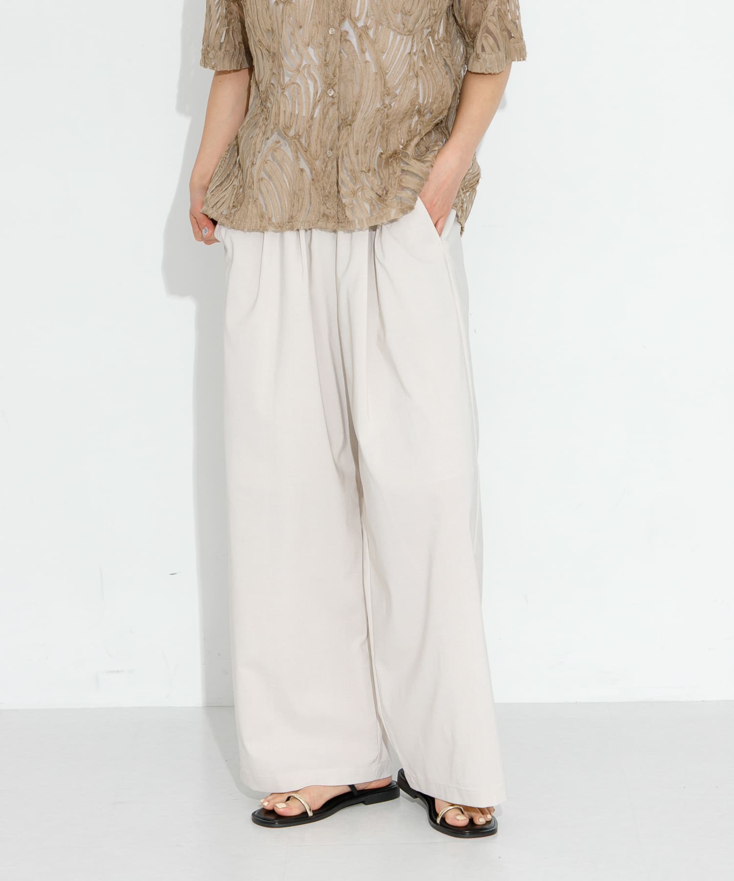 機能素材イージーワイドパンツ