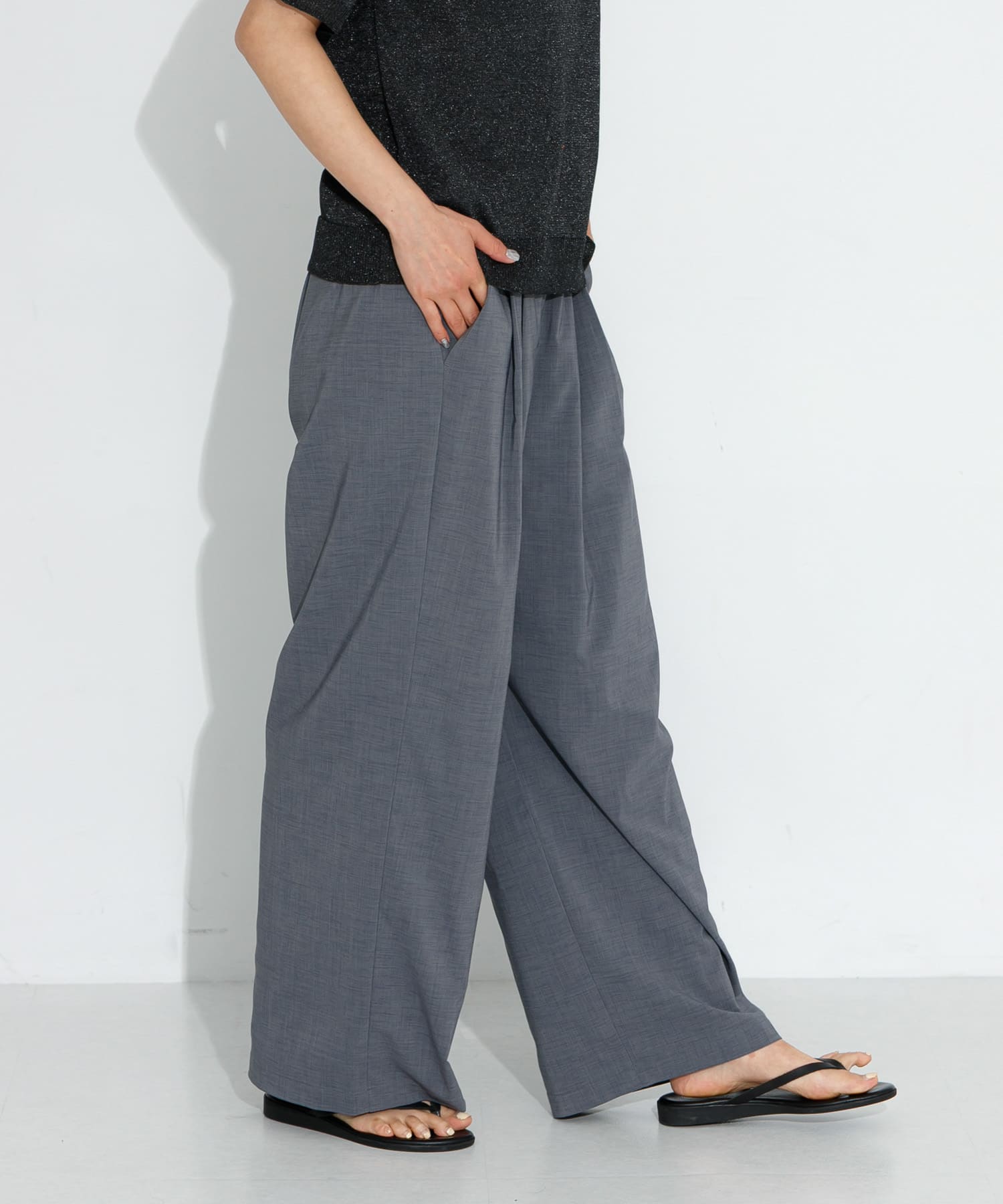 機能素材イージーワイドパンツ