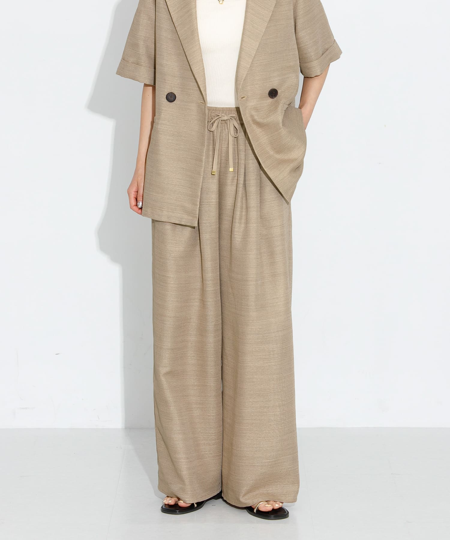 メッシュイージーワイドパンツ