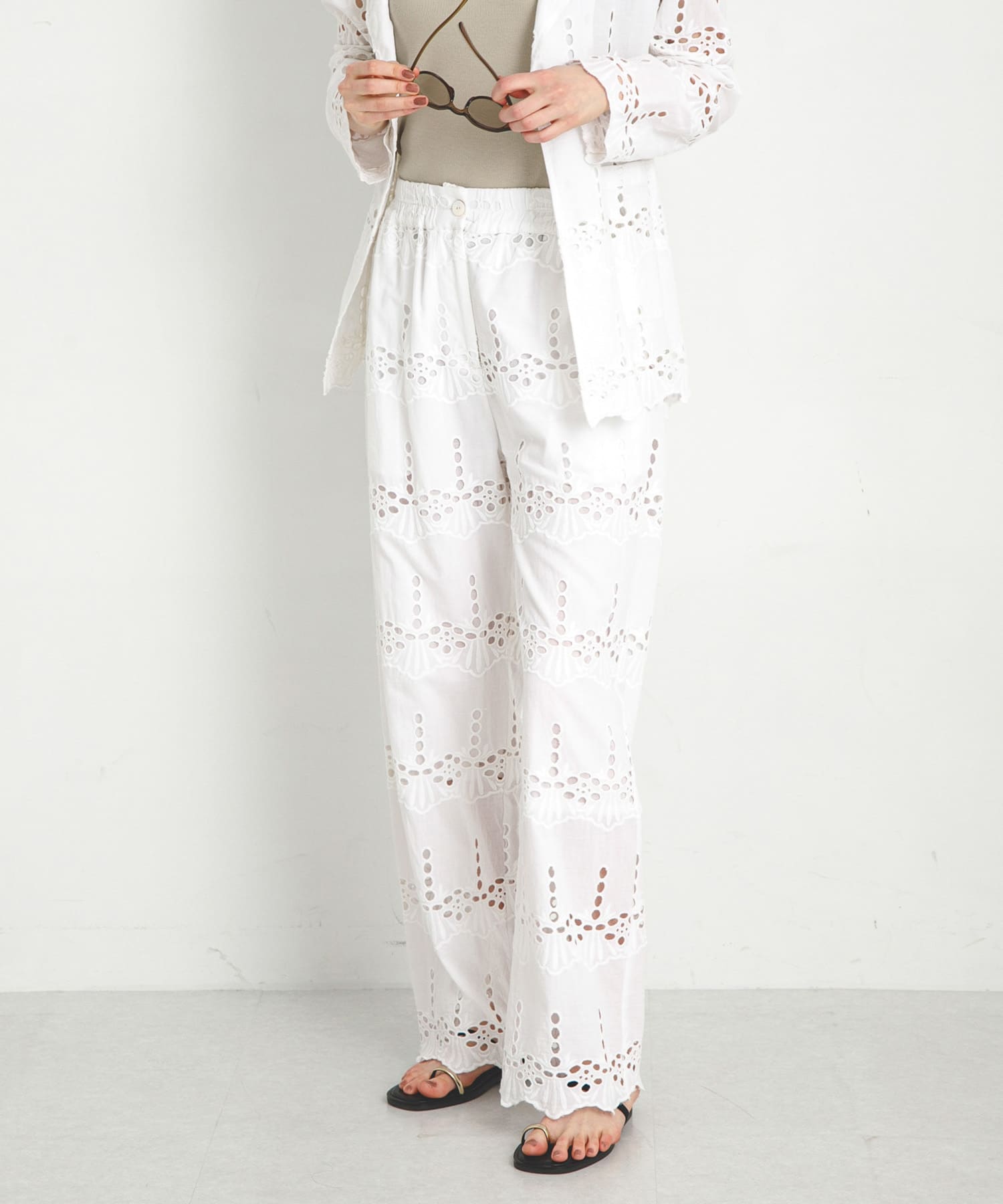 コットンレースイージーパンツ