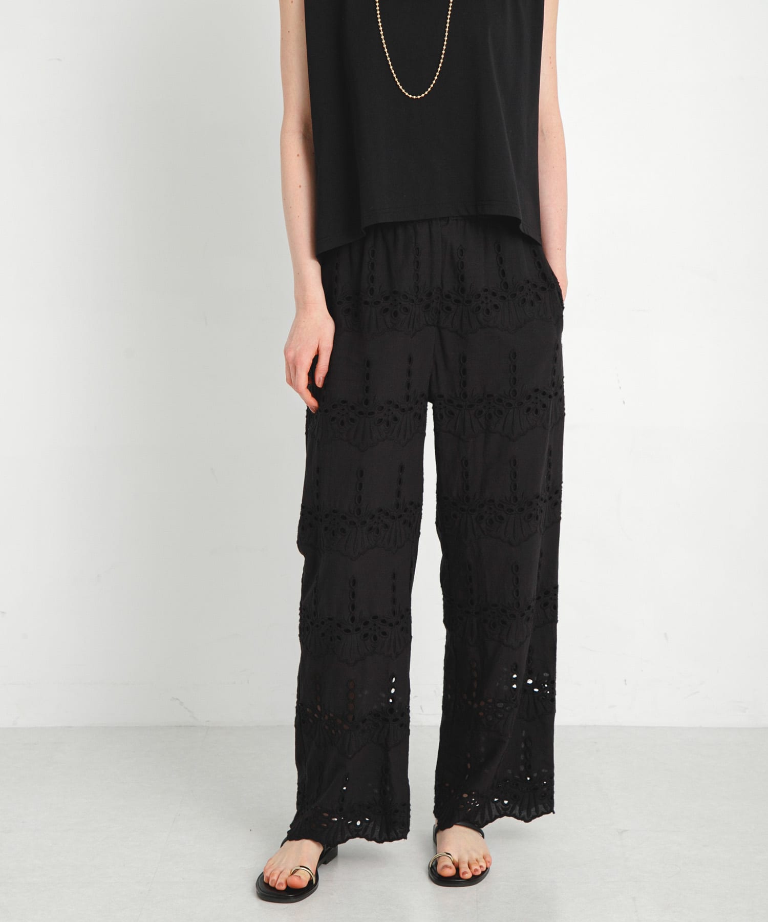 コットンレースイージーパンツ