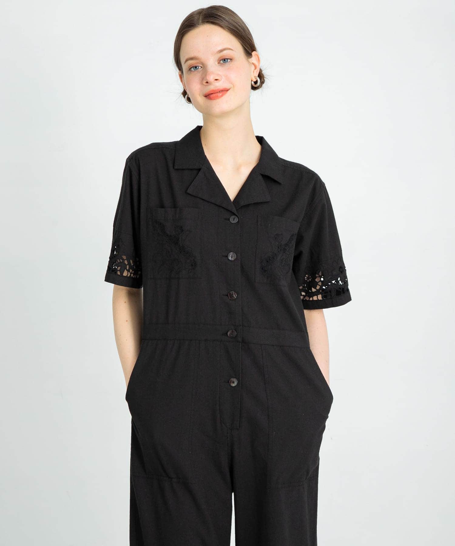 エンブロイダリーコットンオールインワン