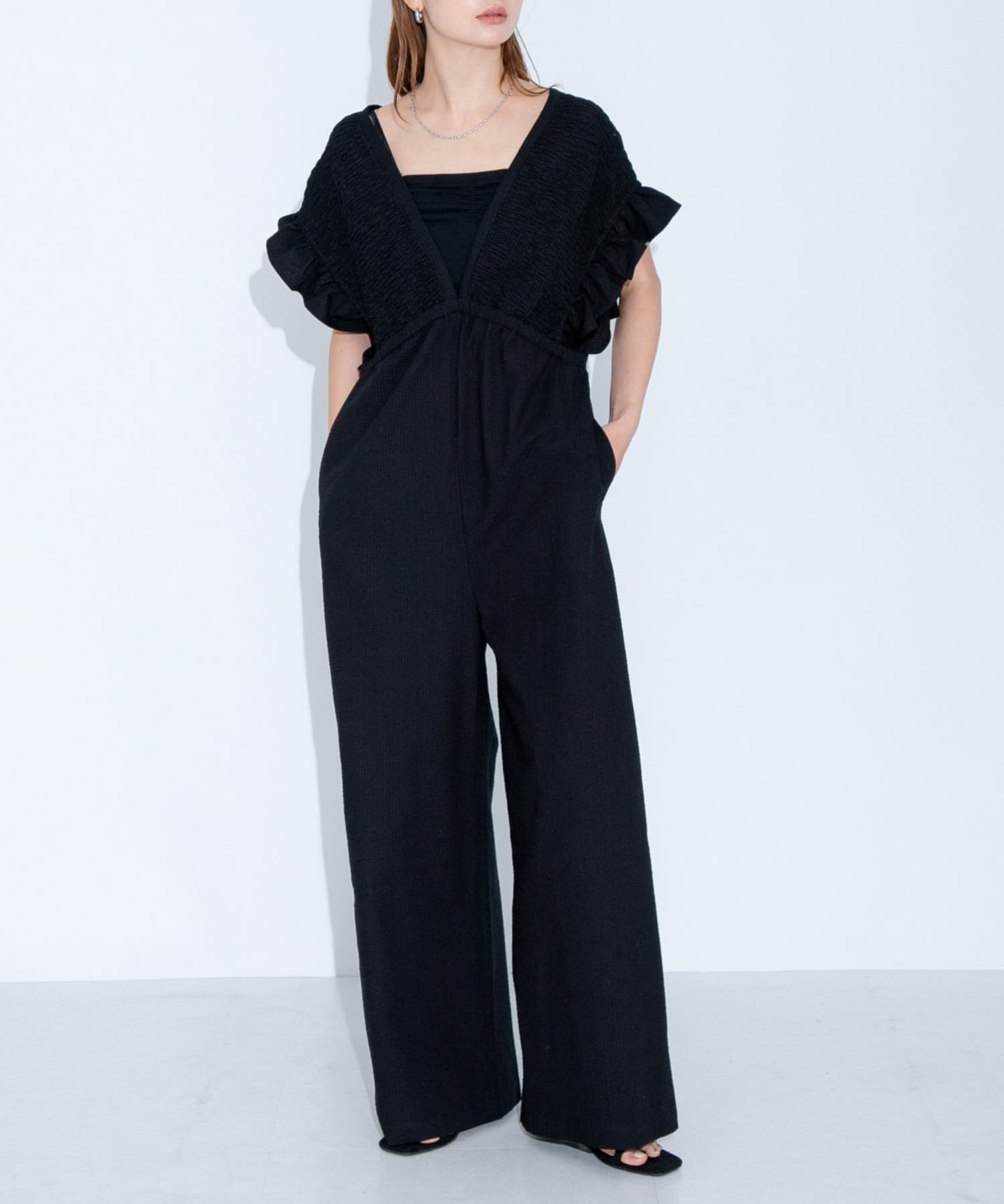 シャーリングサマーオールインワン