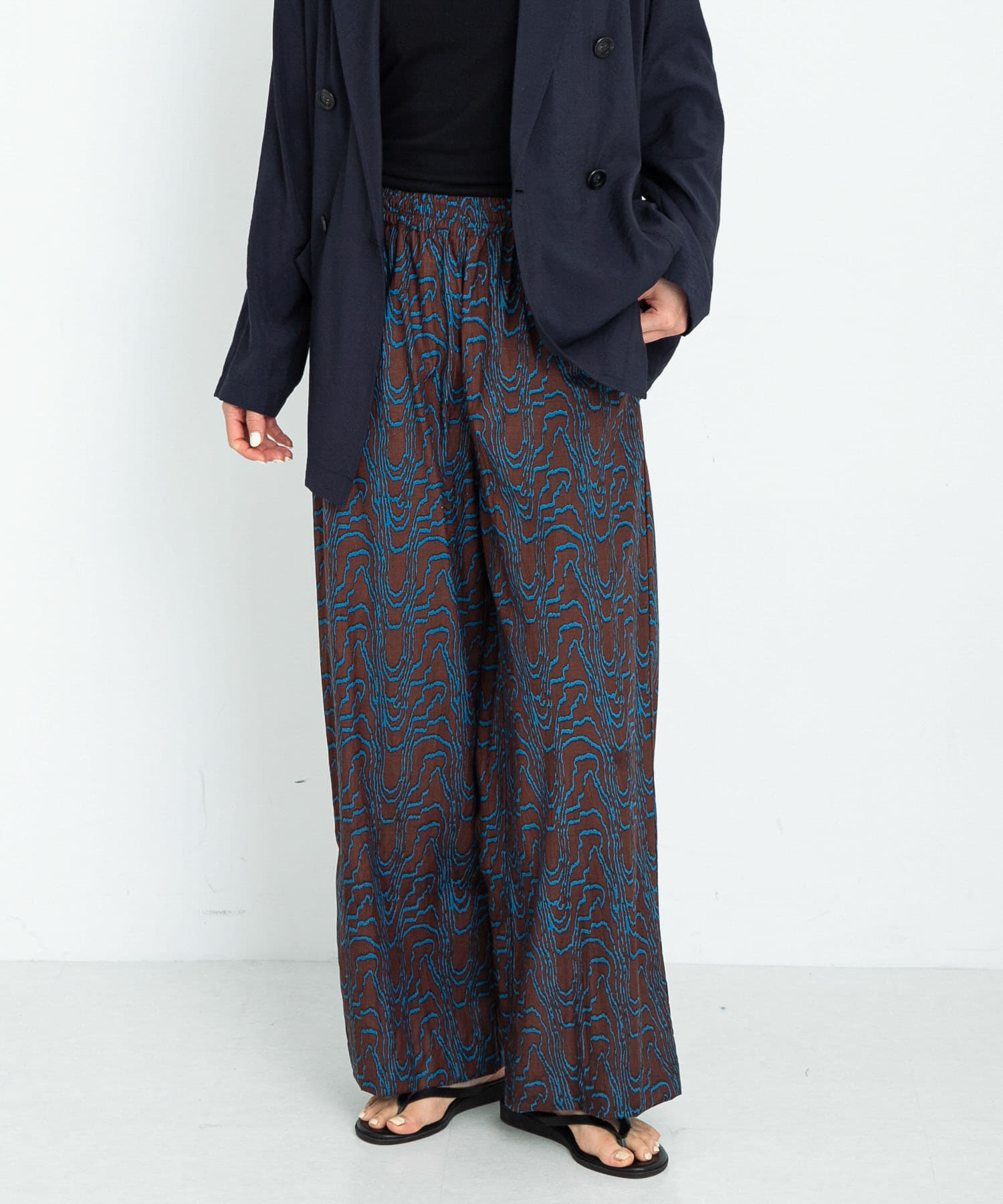 コットンモダールニュアンスプリントパンツ