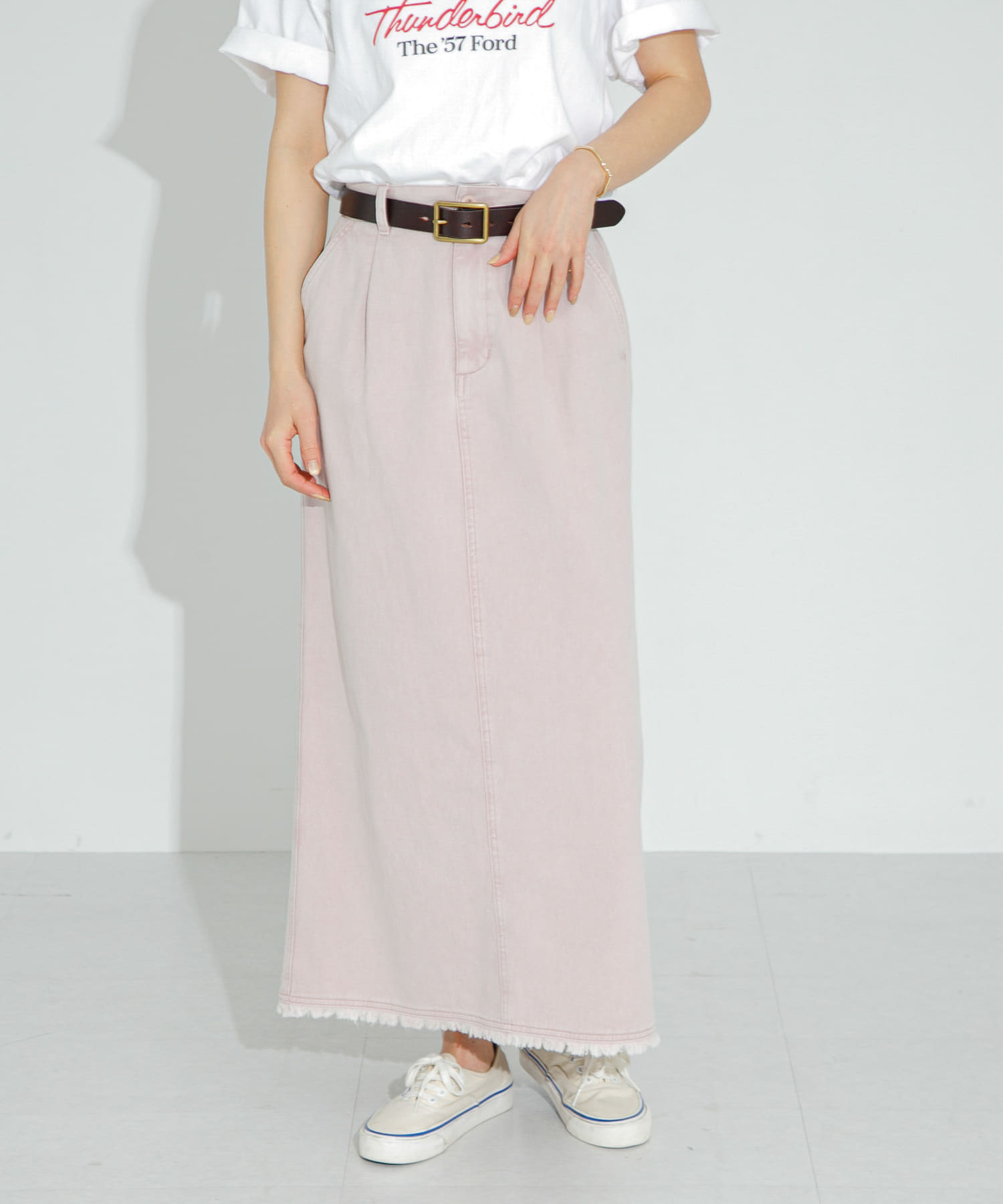 コットンツイルタックナロースカート