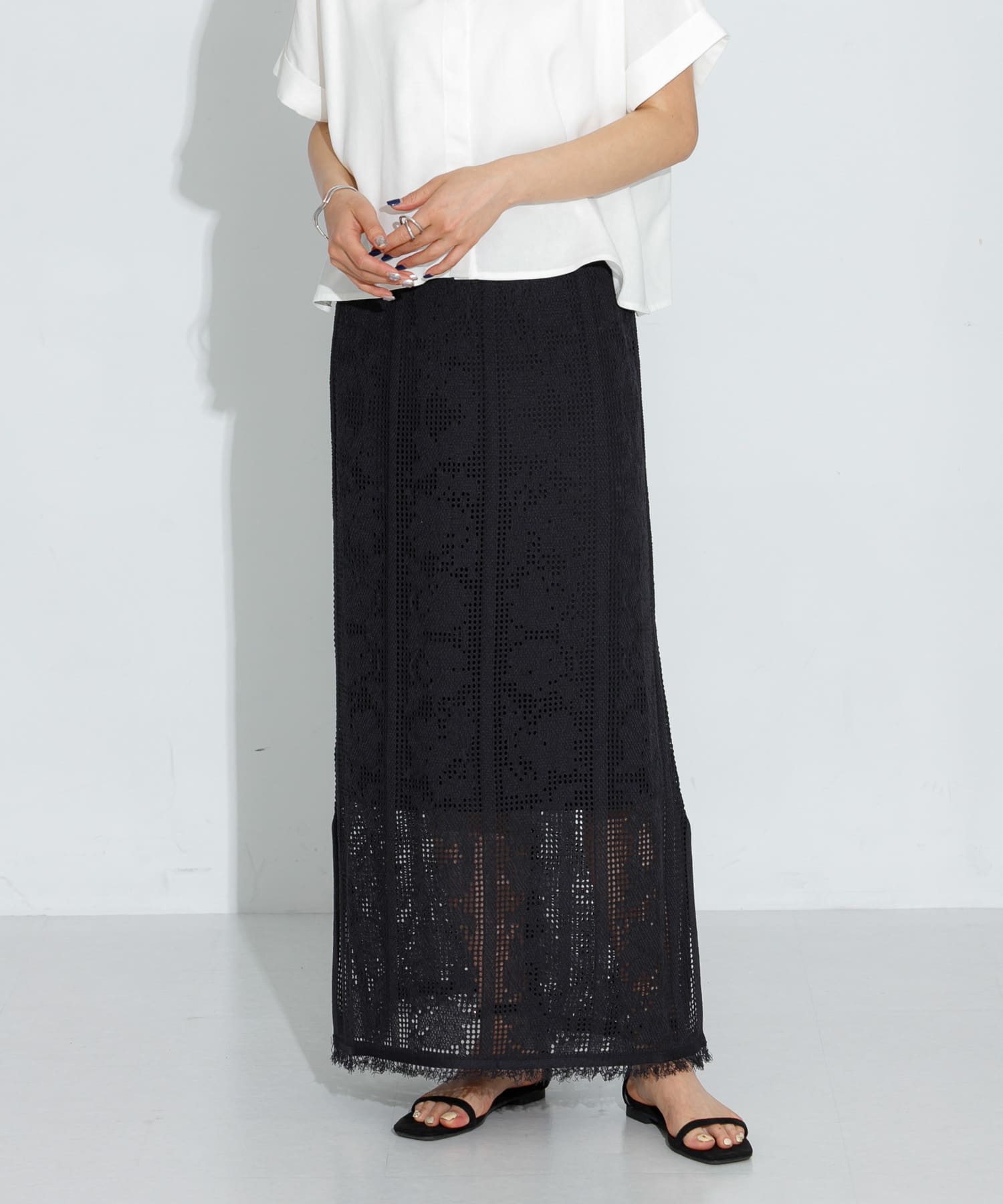 フラワーメッシュスカート