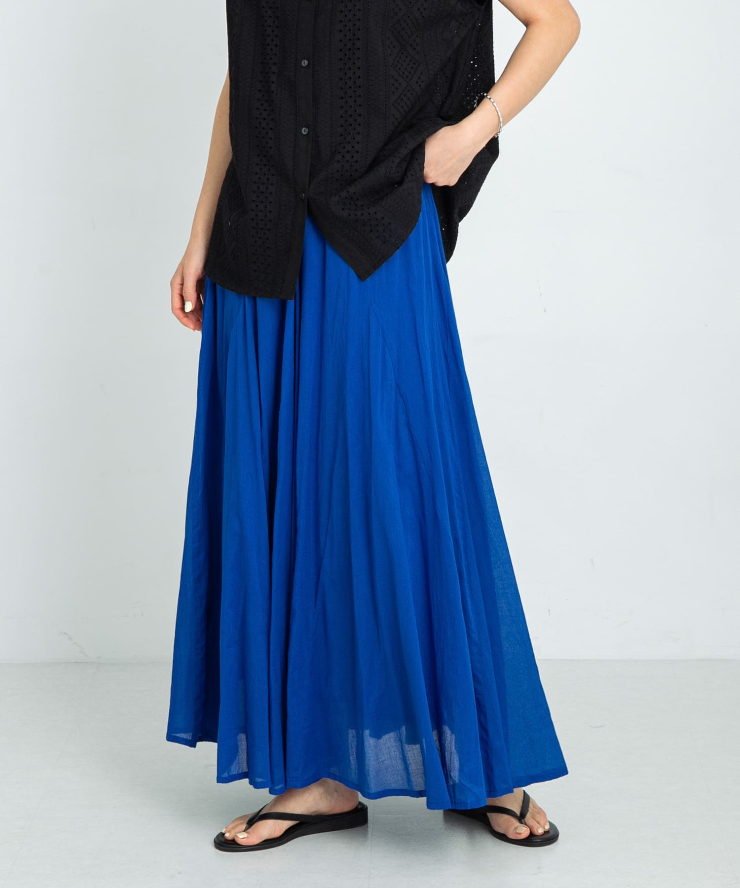 エアリーコットンボイルフレアスカート