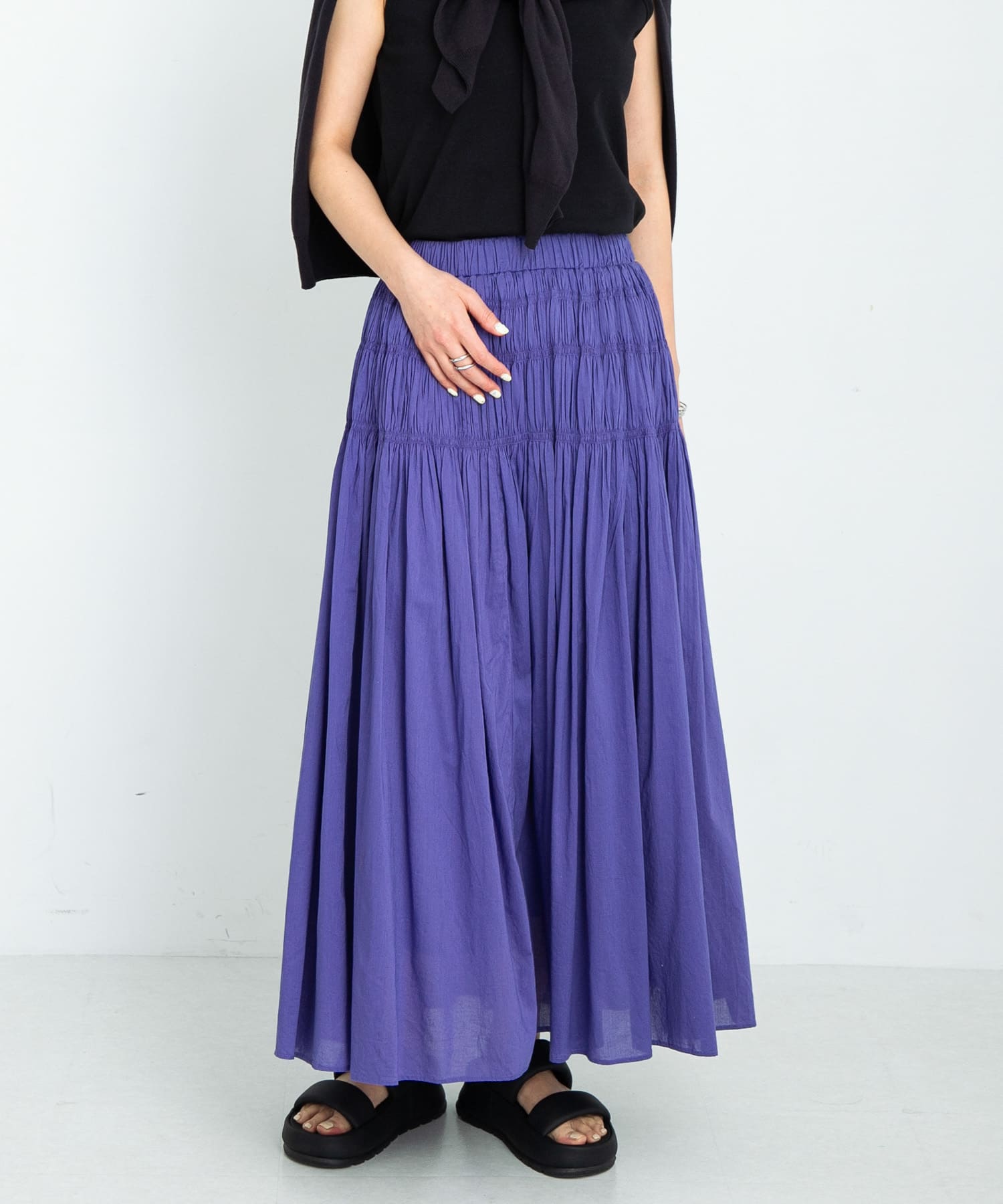 シャーリングエアリーコットンボイルスカート