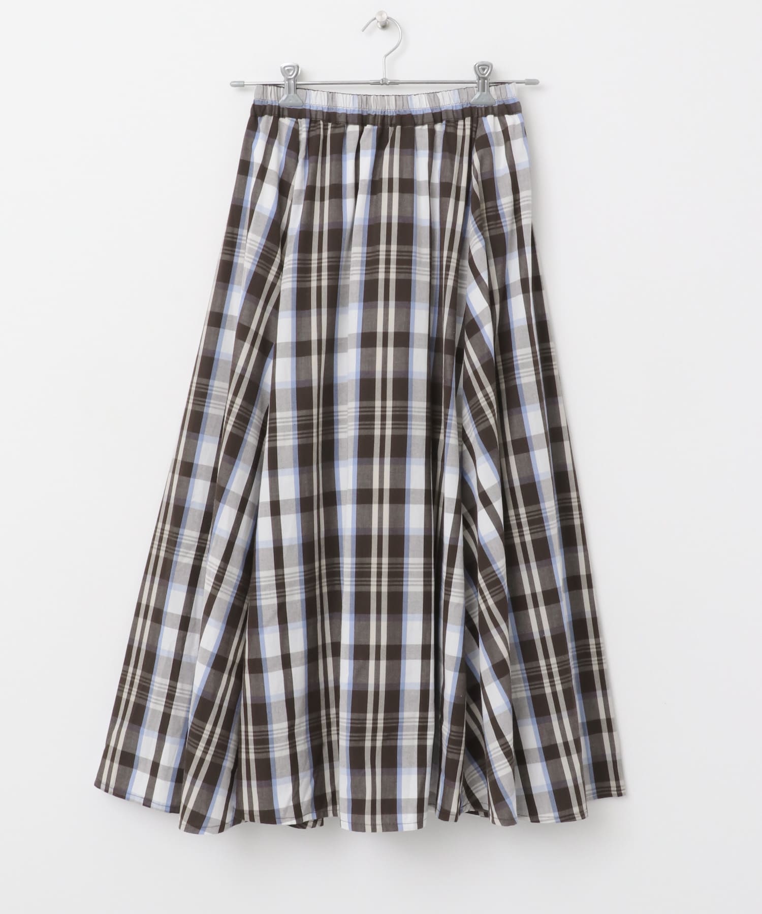 マルチチェックカラースカート ブラウン系 FREE