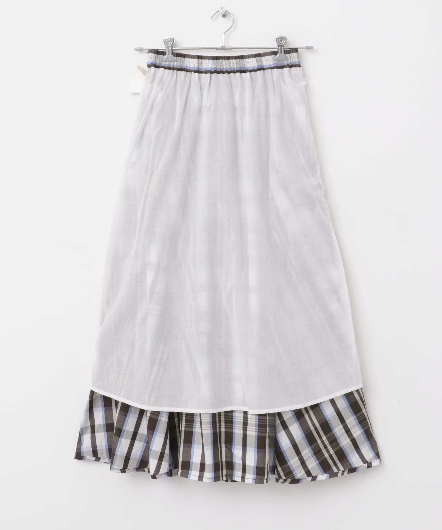 マルチチェックカラースカート ブラウン系 FREE