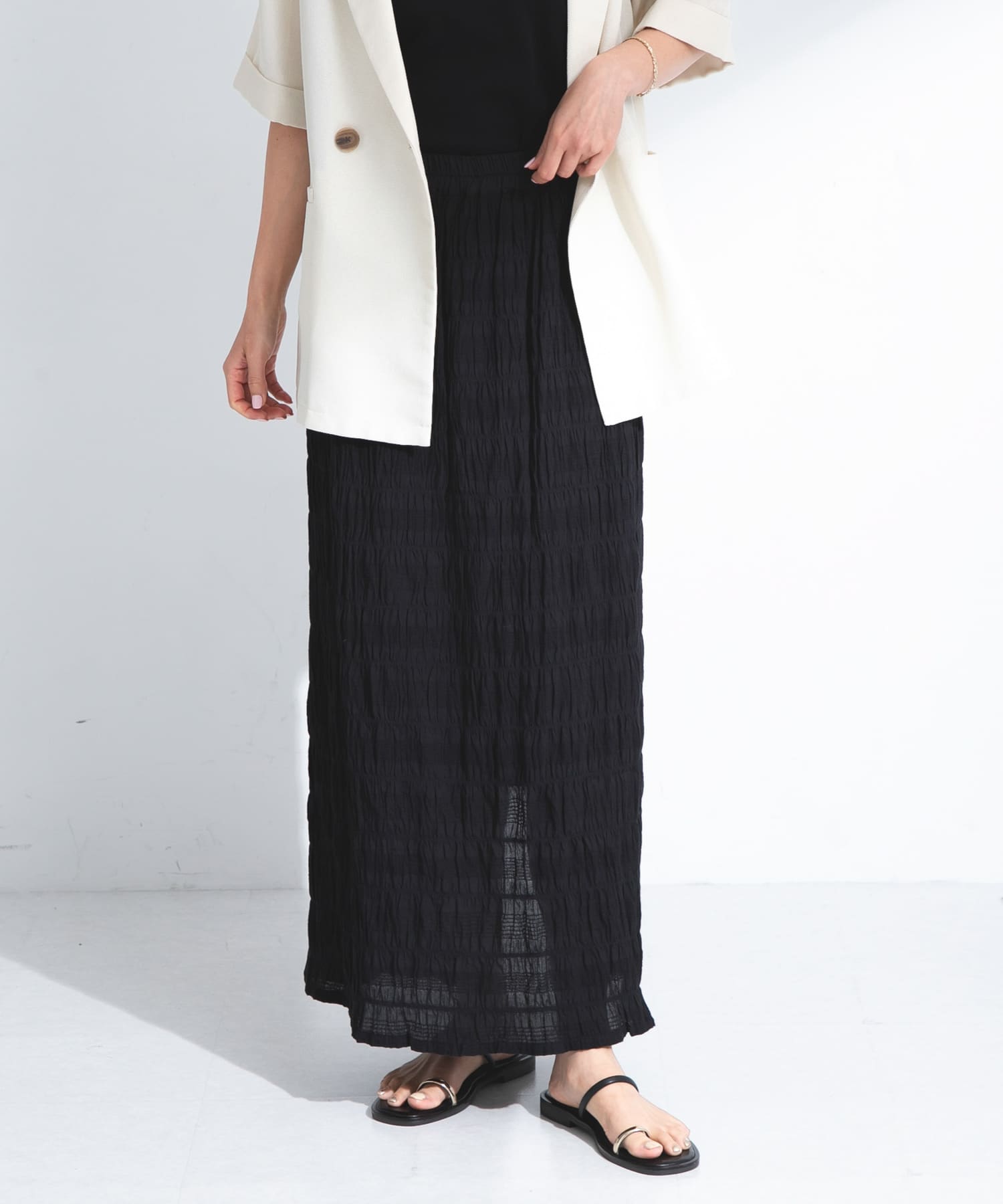 コットンシャーリングIラインスカート