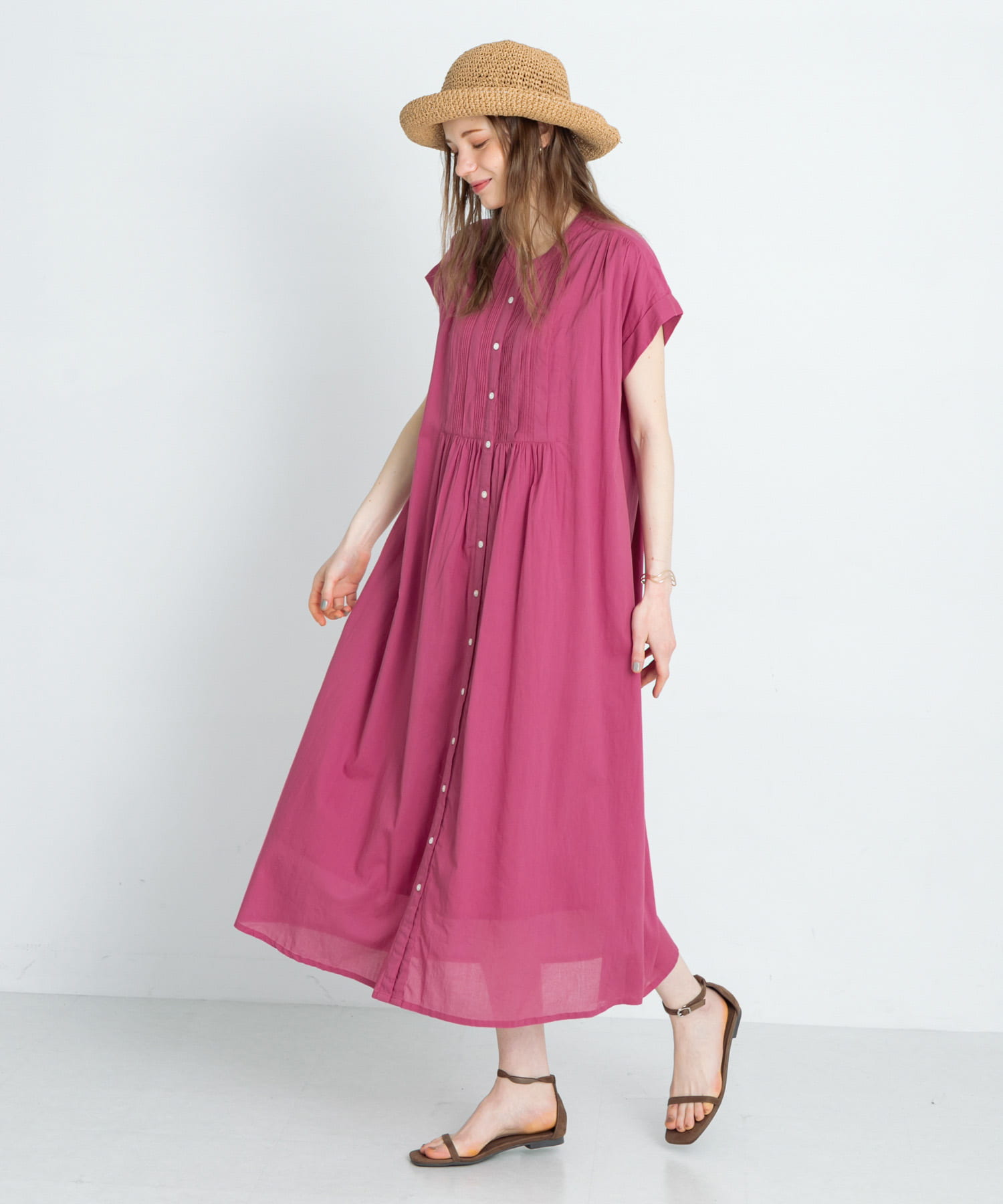 エアリーコットンピンタックワンピース