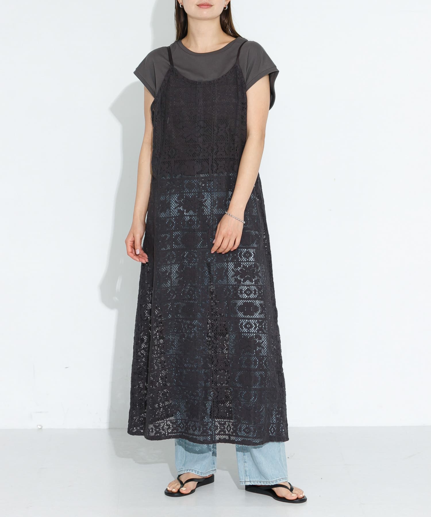 レースキャミワンピース チャコール FREE