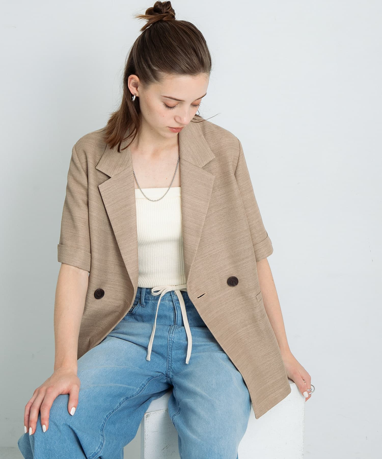 メッシュハーフスリーブジャケット