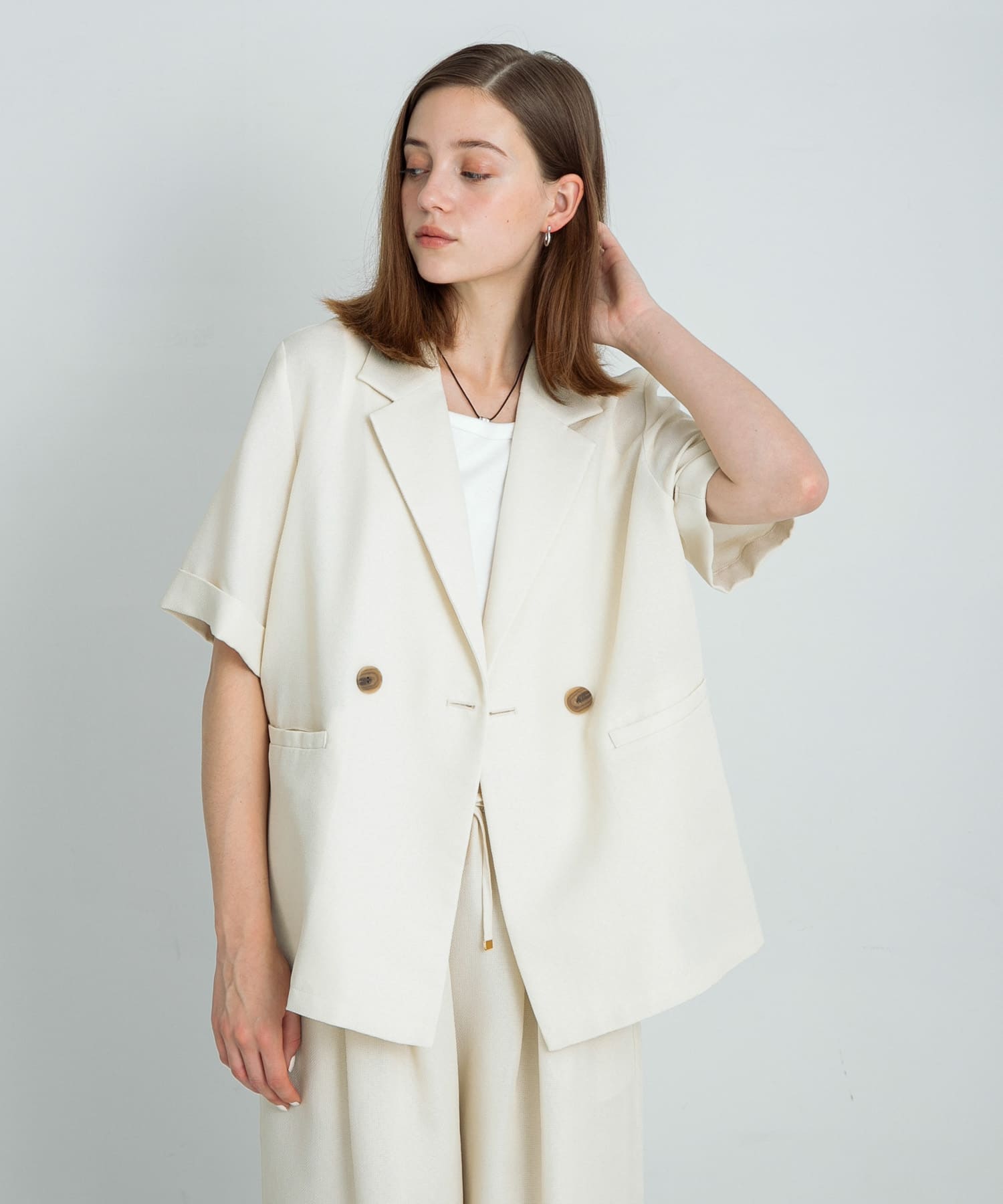 kamiko　 レサージュ　リネン　ハーフスリーブ　ジャケット kamiko様専用 レサージュ リネン ハーフスリーブ ジャケット