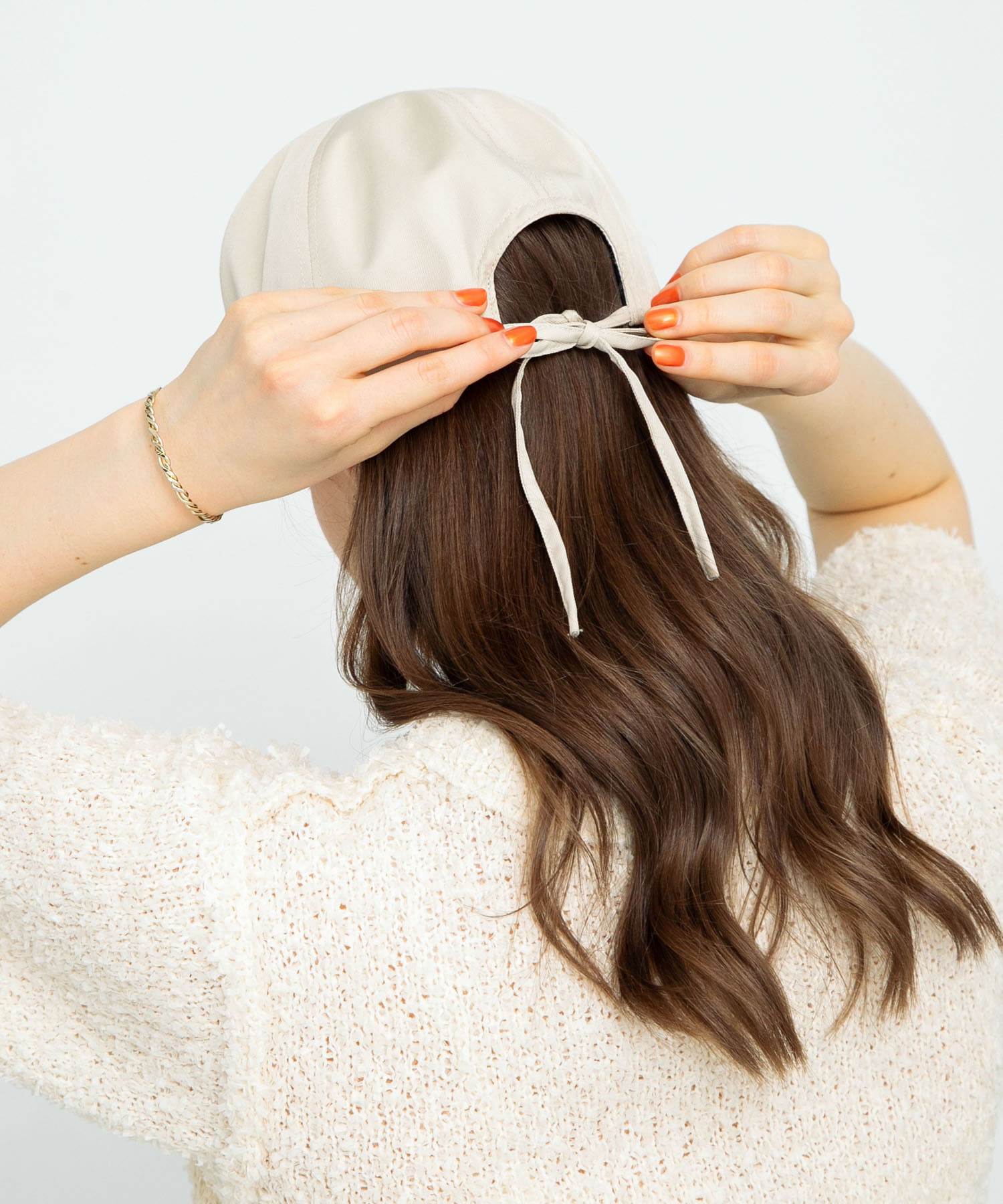 UVCUTバックリボンキャップ ライトベージュ one