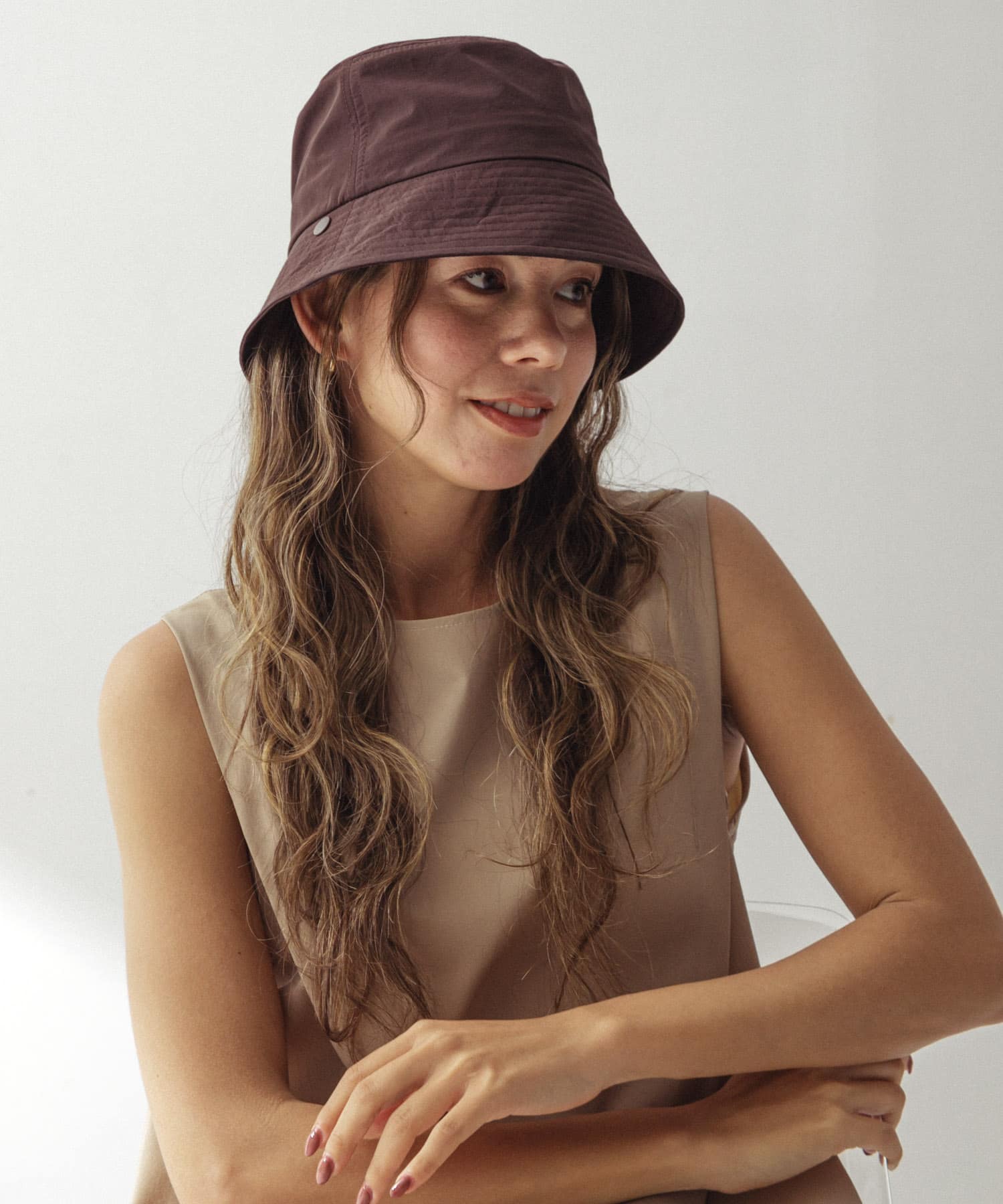 サンシェード付2WAYハット ブラウン one