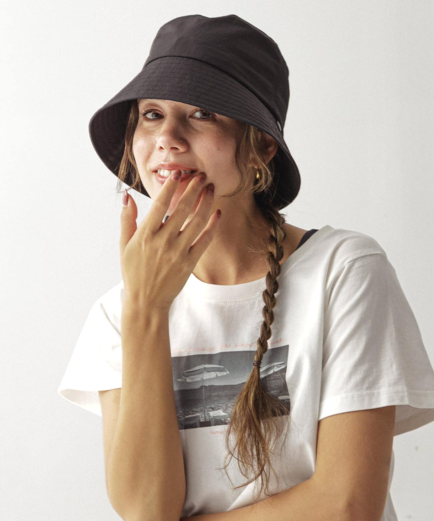 サンシェード付2WAYハット ブラック one